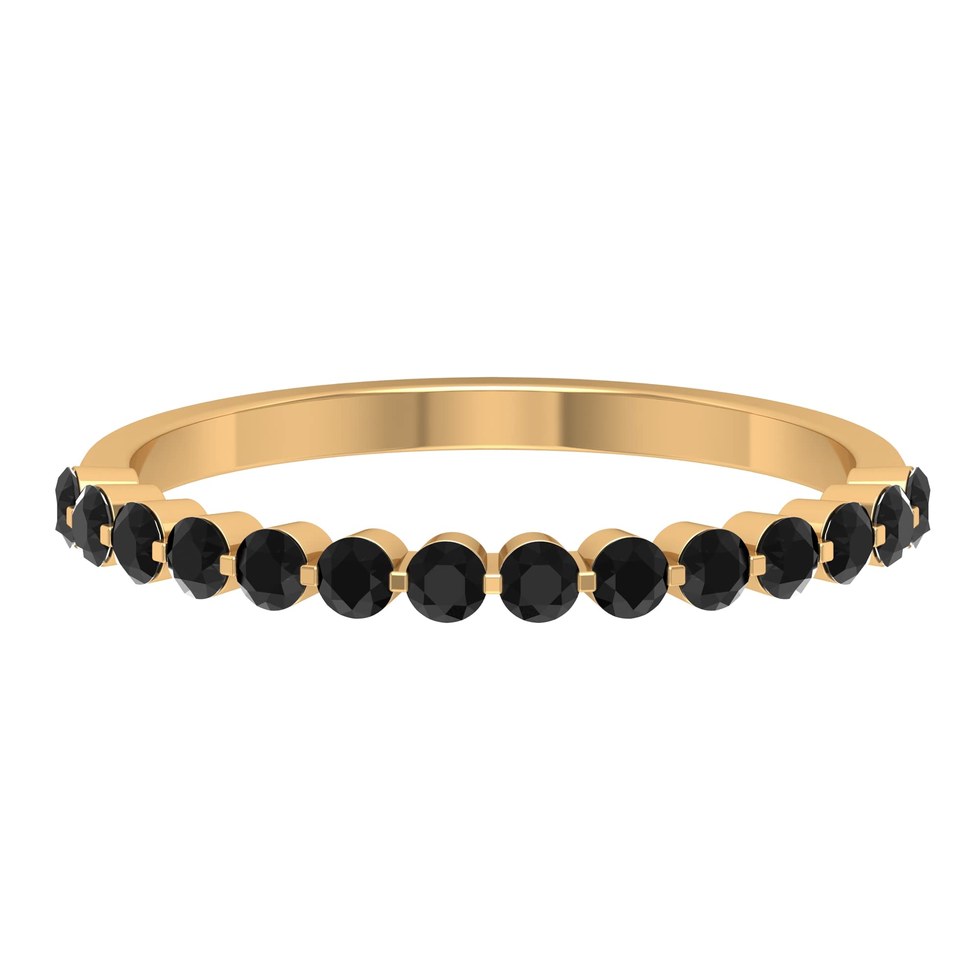 0.50 CT Black Onyx Floating Half Eternity Ring for Women - 14K Solid Gold Wedding Band, Anniversary Gift, Stackable Ring for Everyday Elegance