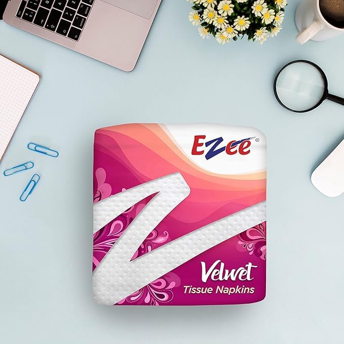 Ezee Velvet Tissue Paper Napkins - 100 Pulls, Pack of 1 | Soft & Absorbent for Parties, Weddings & Home Decor | Premium Quality Facial Tissues for Everyday Use