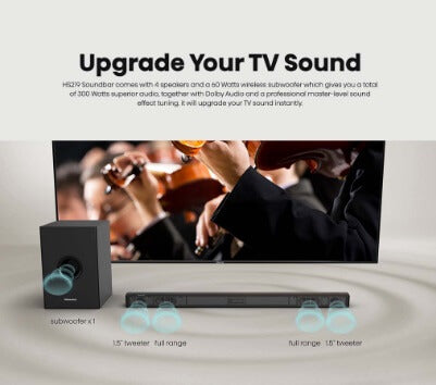 Hisense HS219 2.1 Channel Soundbar with Wireless Subwoofer - Immersive Home Theater Audio for Movies, Music & Gaming