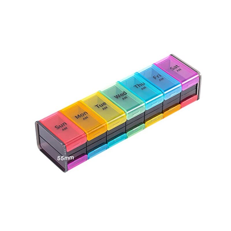14 Grids 7 Days Weekly Pill Organizer Case - Portable Medicine Tablet Dispenser with Splitters | Perfect for Travel, Home & Daily Medication Management
