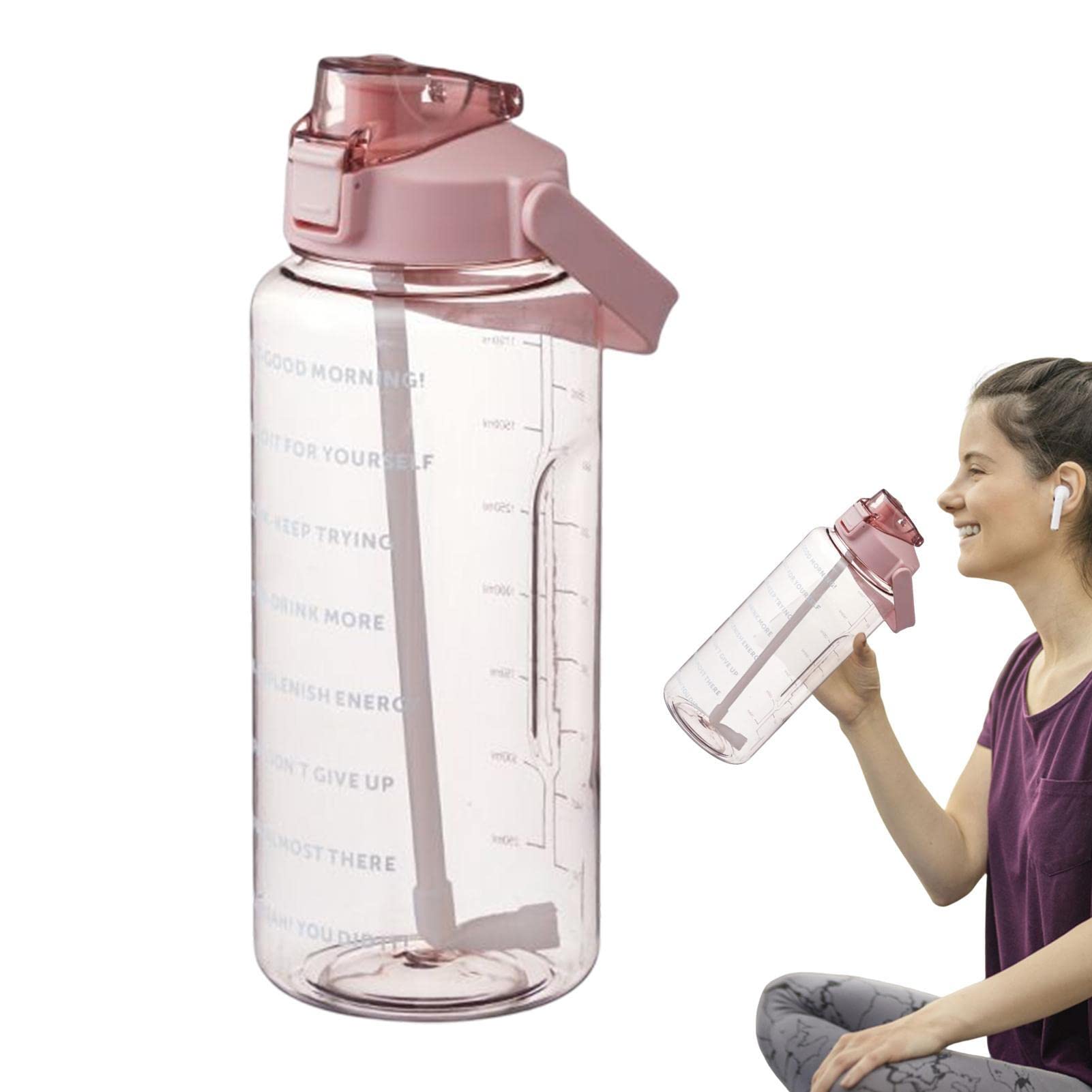 2L Motivational Water Bottle with Time Marker & Fruit Strainer - Leak-Proof Fitness Water Jug for Gym, Hiking & Outdoor Sports | Stay Hydrated During Workouts, Office & Daily Activities