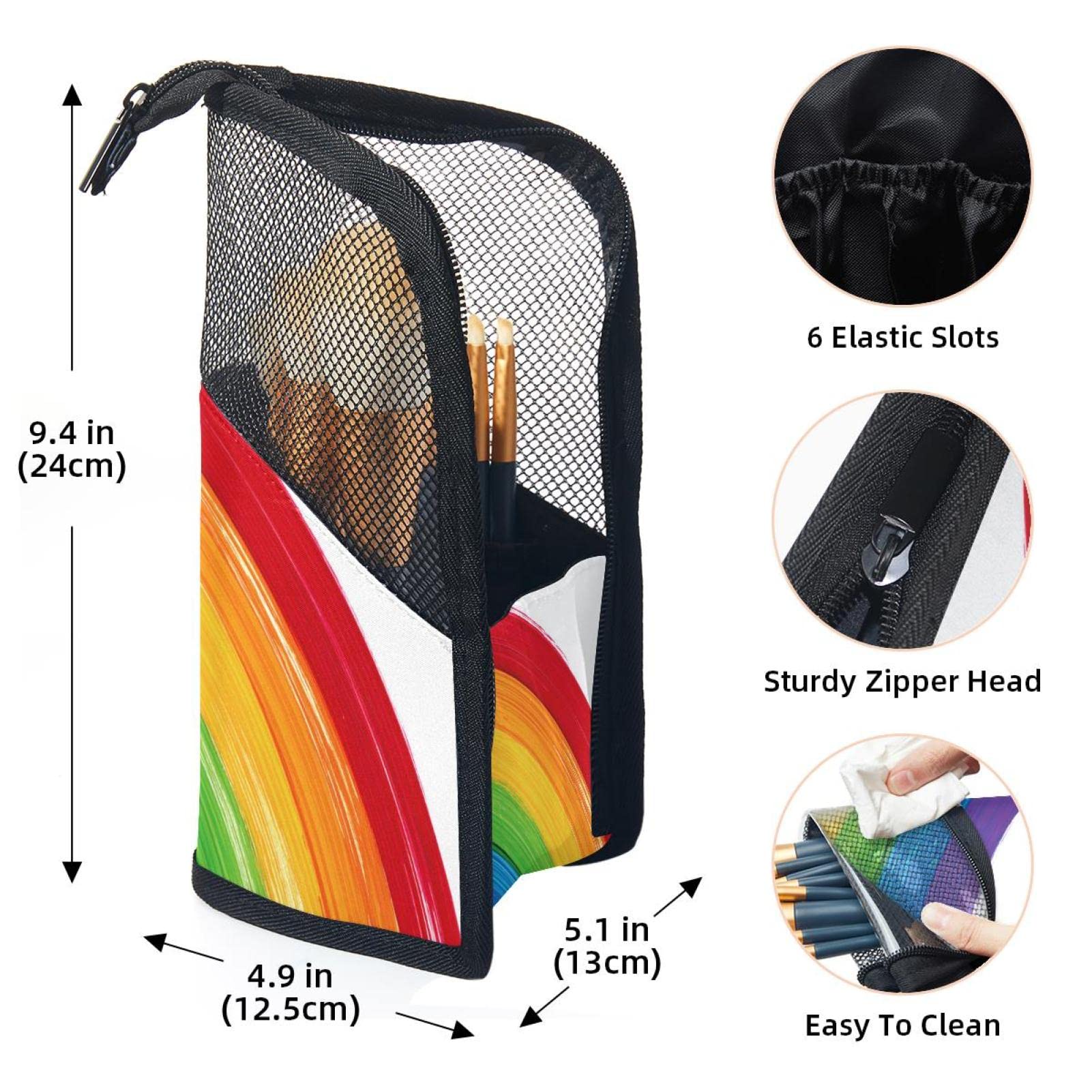 12-Piece Watercolor Rainbow Makeup Brush Set with Organizer Bag - Portable Travel Cosmetic Brush Holder for Professional & Home Makeup Application