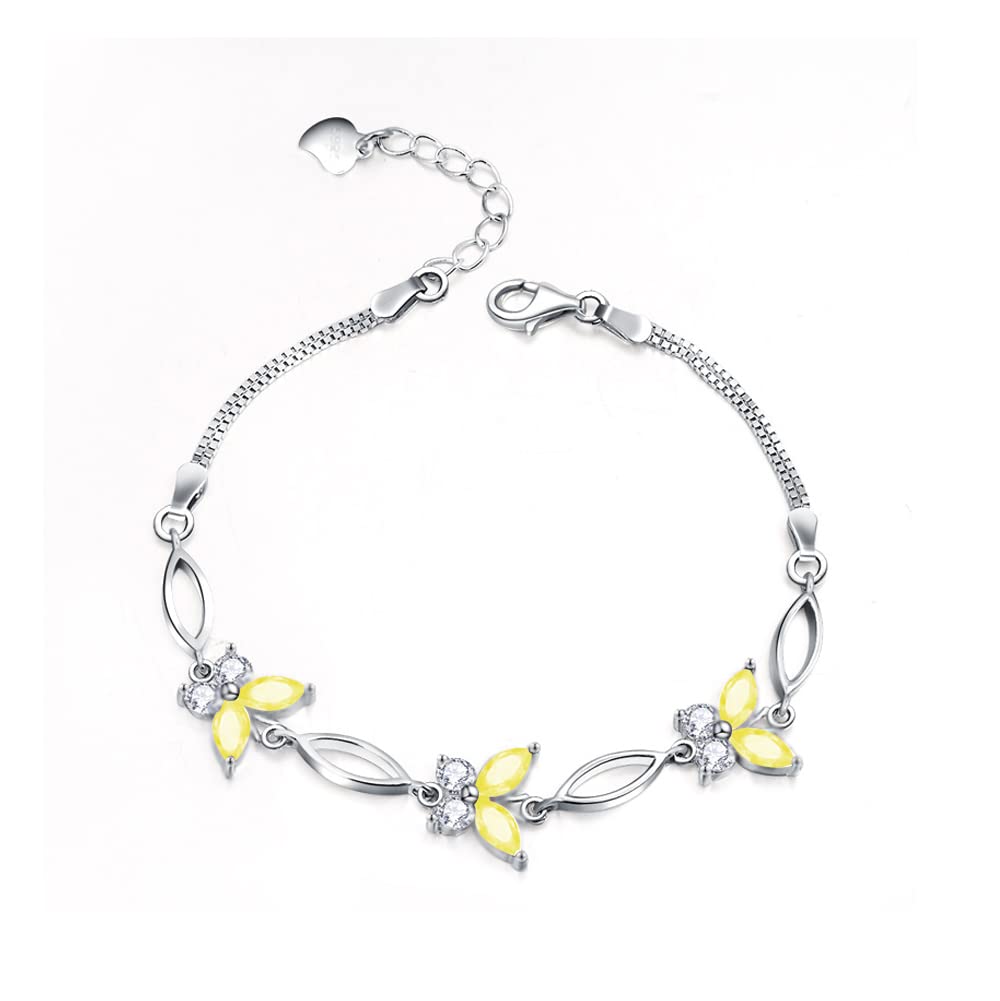 S925 Sterling Silver Purple Butterfly Bracelet for Women - Elegant & Cute Charm Bracelet Jewelry Gift for Teen Girls & Women | Perfect for Birthday, Anniversary, Valentine's Day & Everyday Wear