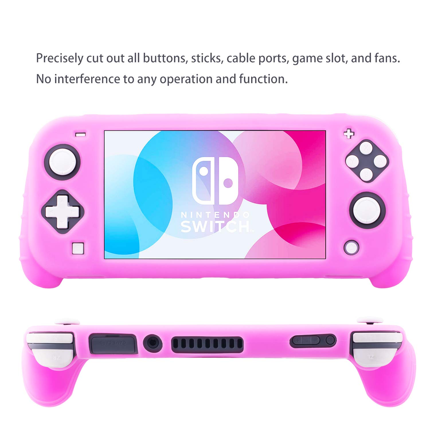 YoRHa Soft Silicone Rubber Protective Cover Case & 4 Thumbsticks for Nintendo Switch Lite (2019 Slim Model) - Pink | Comfort Grip for Gaming | Perfect for Travel & Long Play Sessions