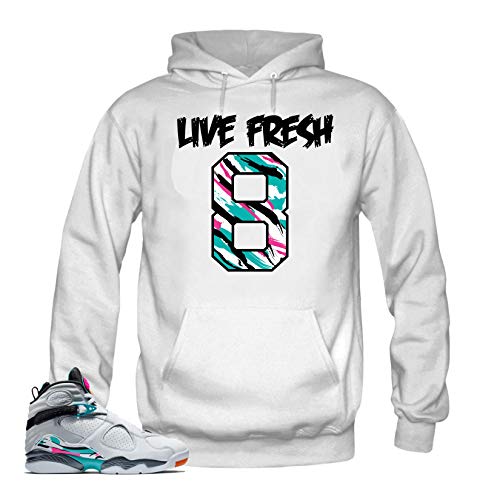 ( 8 South Beach - Live Fresh 8 Hoodie ) White