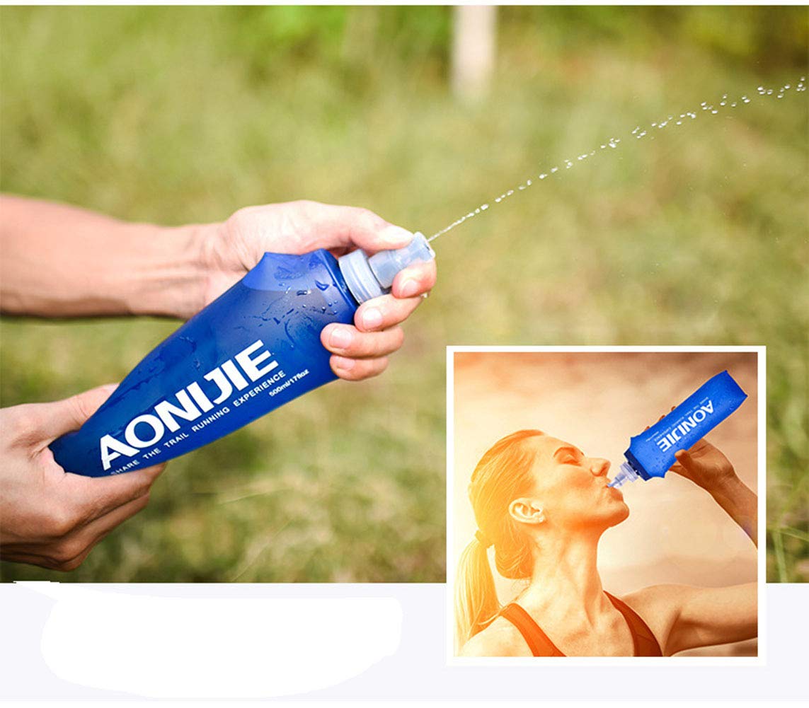 AONIJIE 2 Pack 500ml Collapsible Water Bottle for Running Hiking Cycling - Portable Hydration for Outdoor Sports