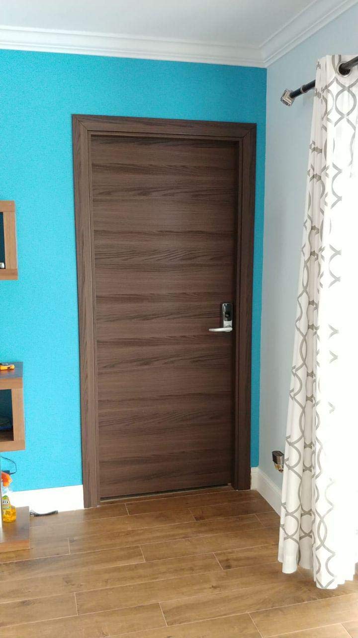72 x 96 Inches Modern Double Closet Doors - Planum 0010 Chocolate Ash Finish with 8ft Frames & Trims - Solid Wood French Style Interior Doors for Bedroom, Walk-in Closet or Dressing Room