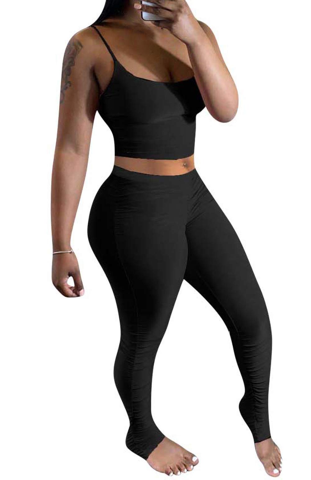 Women's Sexy Summer 2 Piece Outfits - Sleeveless Pullover Top & Skinny Long Pants Legging Sweatsuit Set | Casual Lounge Wear, Yoga, Running, Street Fashion