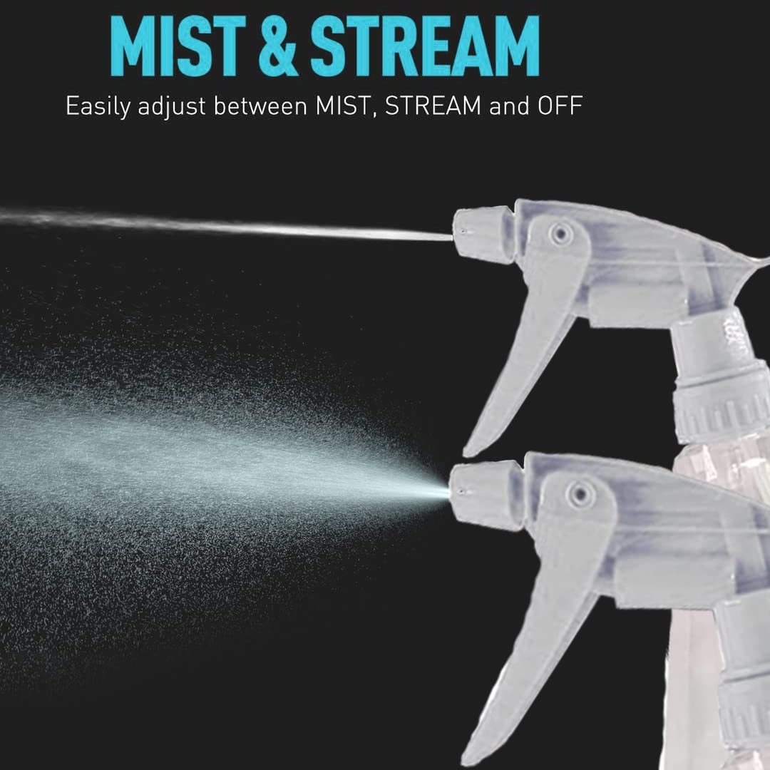 12 oz Clear Empty Plastic Spray Bottles (Pack of 8) - Refillable Water Spray Bottle for Cleaning Solutions, Plant Misting, Hair Styling & Home Care with Adjustable Nozzle - Perfect for Kitchen, Bathroom, Garden & DIY Projects