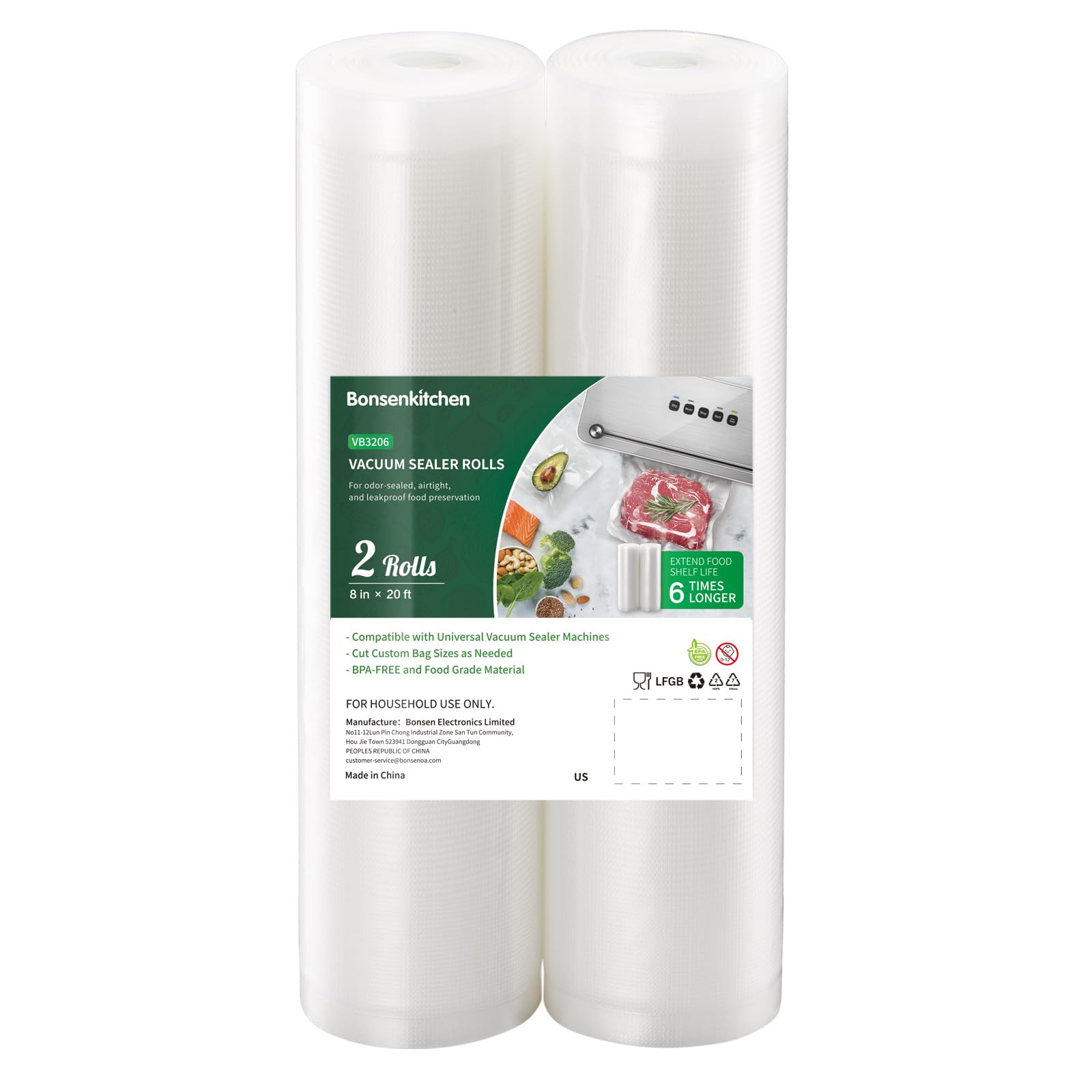 Bonsenkitchen Vacuum Sealer Bags - 2 Pack (8