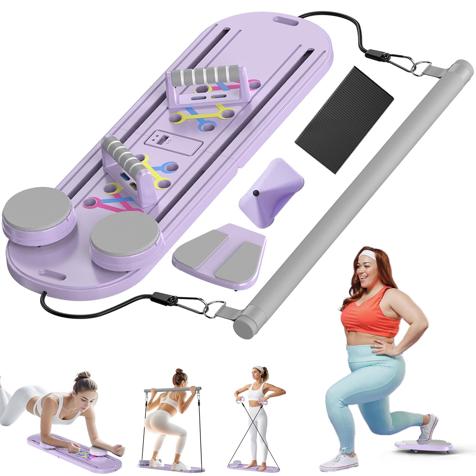 Foldable Pilates Reformer Board Set for Women - Home Workout Equipment, Core & Ab Trainer Machine, Multifunctional Pilates Board for Strength Training | Perfect for Home Gym, Yoga Studio & Fitness Enthusiasts