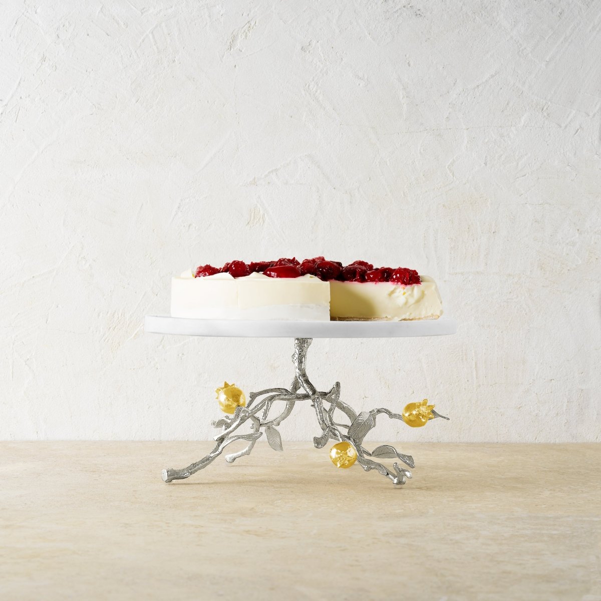 Elegant Pomegranate Silver & Gold Cake Stand - Perfect for Weddings, Birthdays & Special Occasions