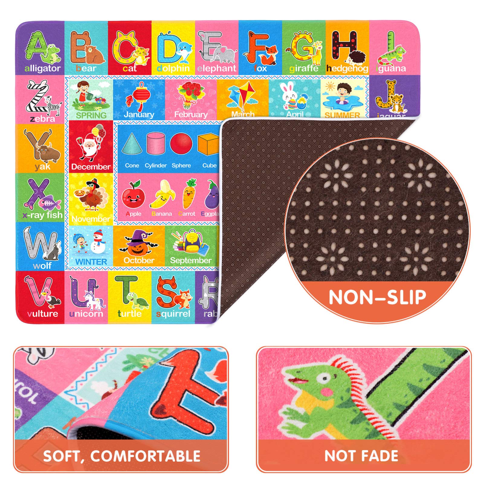 Kids Foam Puzzle Play Mat - Colorful Alphabet & Shapes Educational Rug for Classroom, Playroom & Bedroom | Non-Slip Exercise Mat for Toddler Learning & Playtime Activities