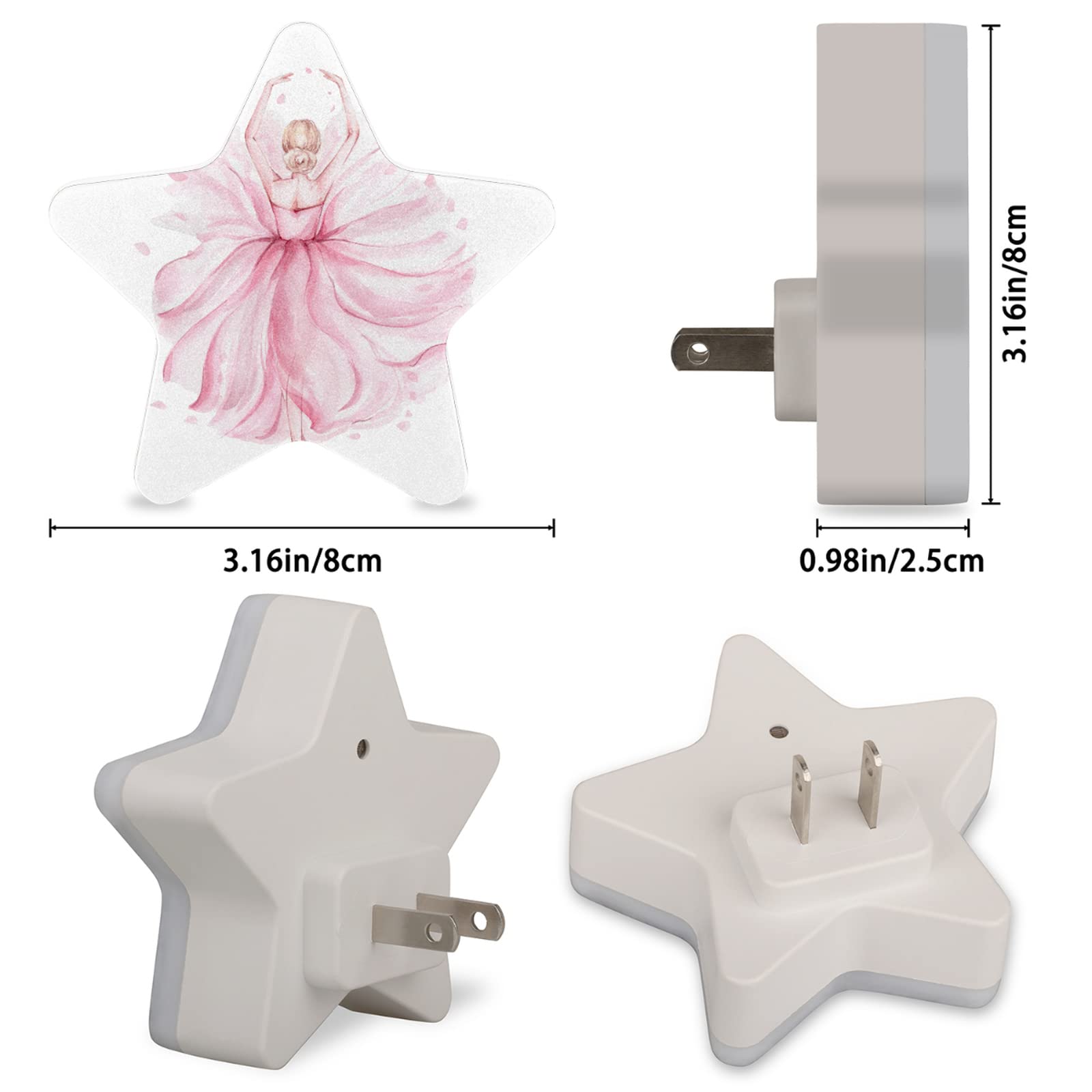 Pink Ballerina Dancing LED Night Light with Dusk to Dawn Sensor - Plug in Night Lights for Kids Room, Bedroom, Bathroom, Nursery - Perfect for Bedtime, Hallways, Stairs & Home Decor (Indoor Use)