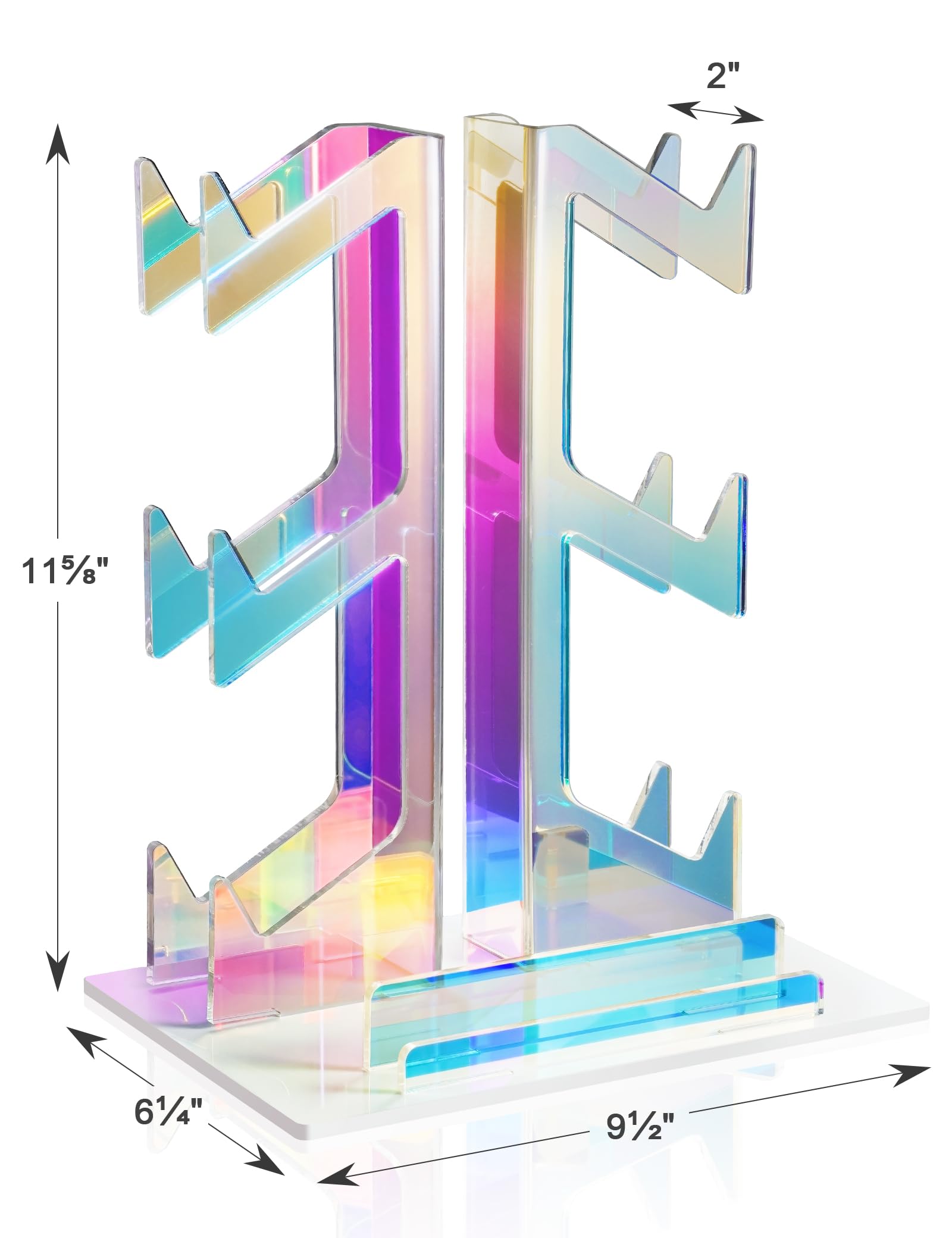 NiHome Iridescent Acrylic 3-Tier Game Controller Stand - Universal Holder for PS5, Xbox ONE, Switch Controllers & Headsets - Anti-Slip Stable Gaming Organizer with White Base - Perfect for Gaming Setup & Accessories Storage