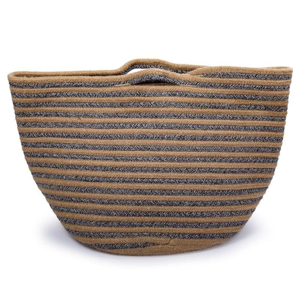 Blue & Beige Cotton Rope Storage Basket - Handmade Organizer for Home, Nursery, or Office - Perfect for Toys, Blankets, and Laundry Organization