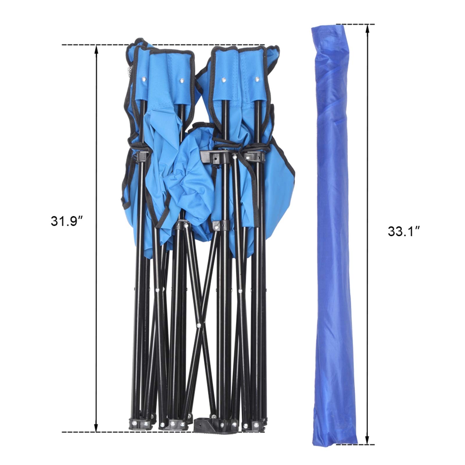 2-Pack Portable Folding Camping Chairs with Sun Shade Umbrella & Cooler Bag - Compact Beach Lawn Chairs with Cup Holder for Outdoor Fishing, Picnic, Hiking, Sunbathing - Perfect for Backyard, Beach, Camping & Tailgating
