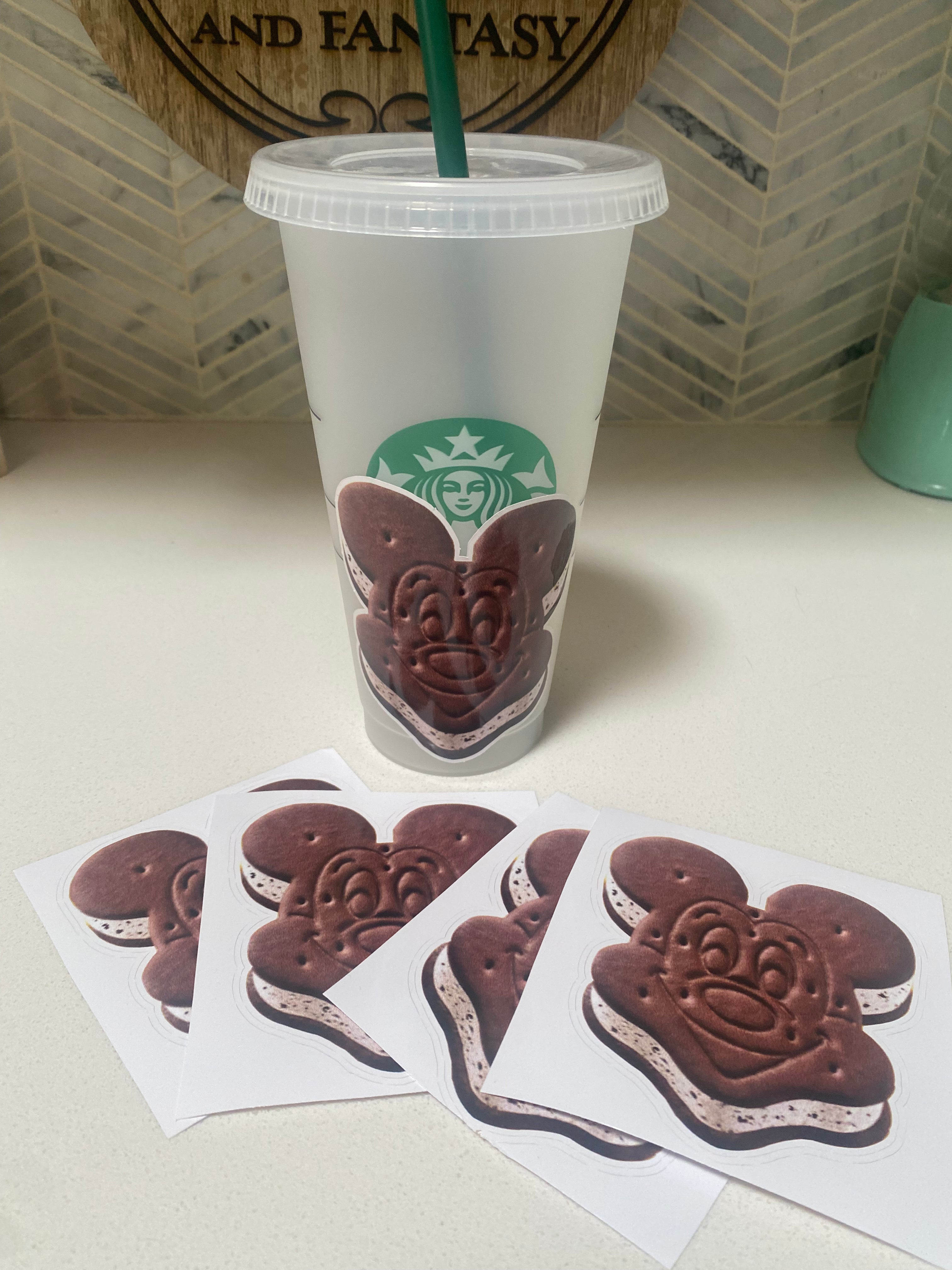Mickey Mouse Ice Cream Sandwich Stickers - Cute Disney Cartoon Decals for Laptops, Water Bottles, Scrapbooking & DIY Crafts