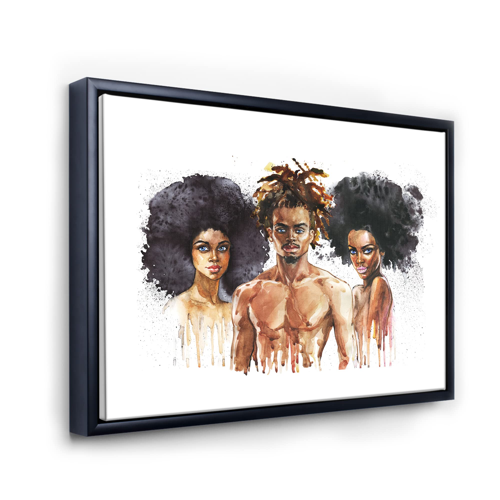 African American Fashion Portraits Wall Art - Glam Framed Canvas Prints for Home & Office Decor | Modern Black Artwork for Living Room, Bedroom, or Gift