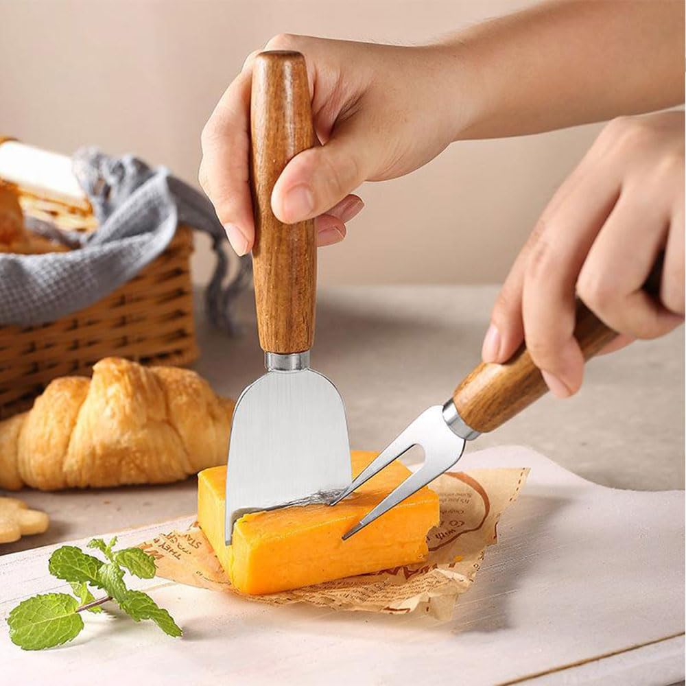 Premium Charcuterie Board Accessories Set - 6-Piece Cheese & Butter Spreader Knives with Wooden Handles, Mini Serving Tongs, Spoons & Forks - Perfect for Charcuterie Boards, Cheese Platters, Parties, Weddings & Christmas Gatherings