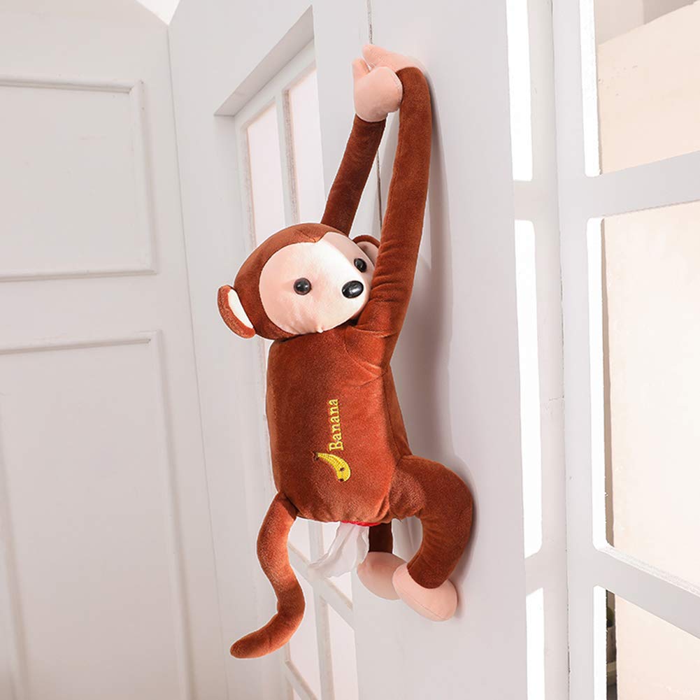 GREENWISH Creative Monkey Tissue Box Cover - Cute Animal Facial Tissue Holder for Car, Bathroom, Bedroom & Office - Decorative Napkin Storage Box for Home & Office Decor