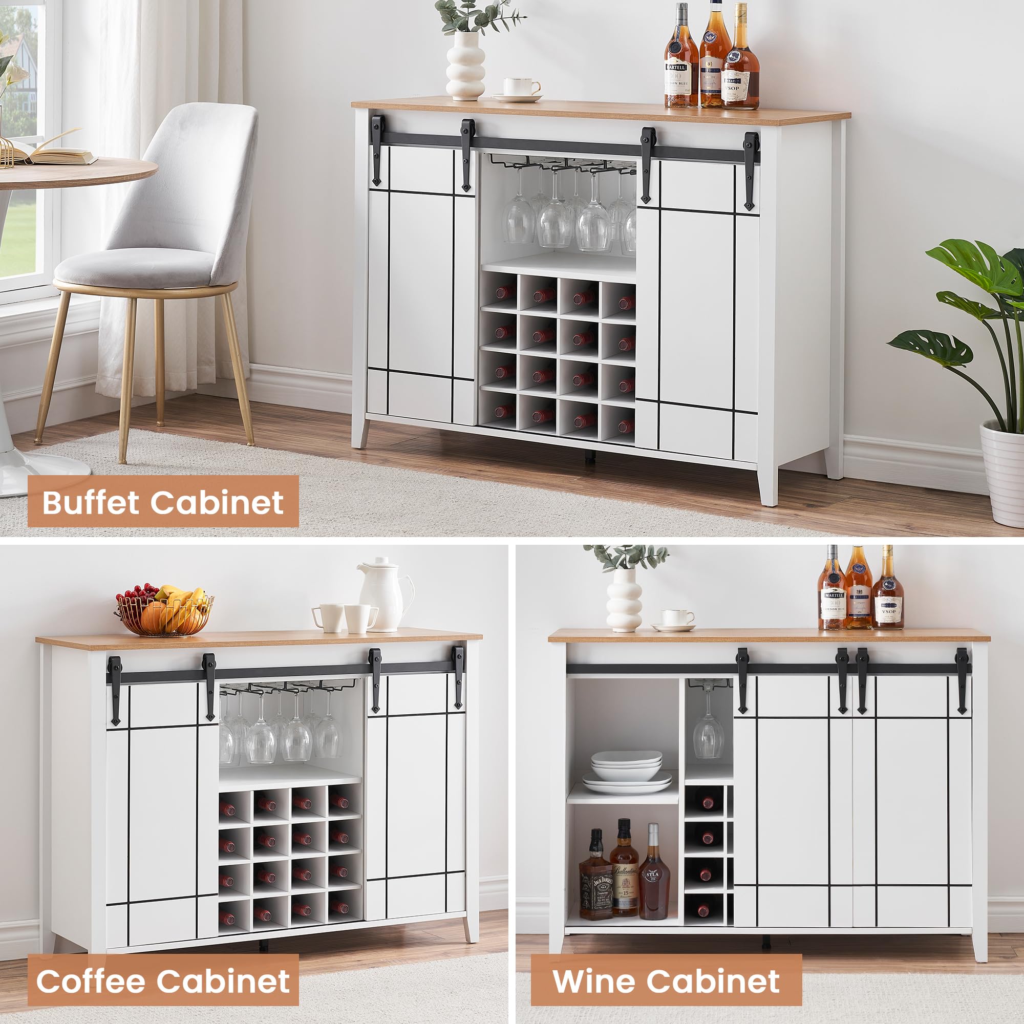 Farmhouse Coffee Bar Cabinet with Storage - 47