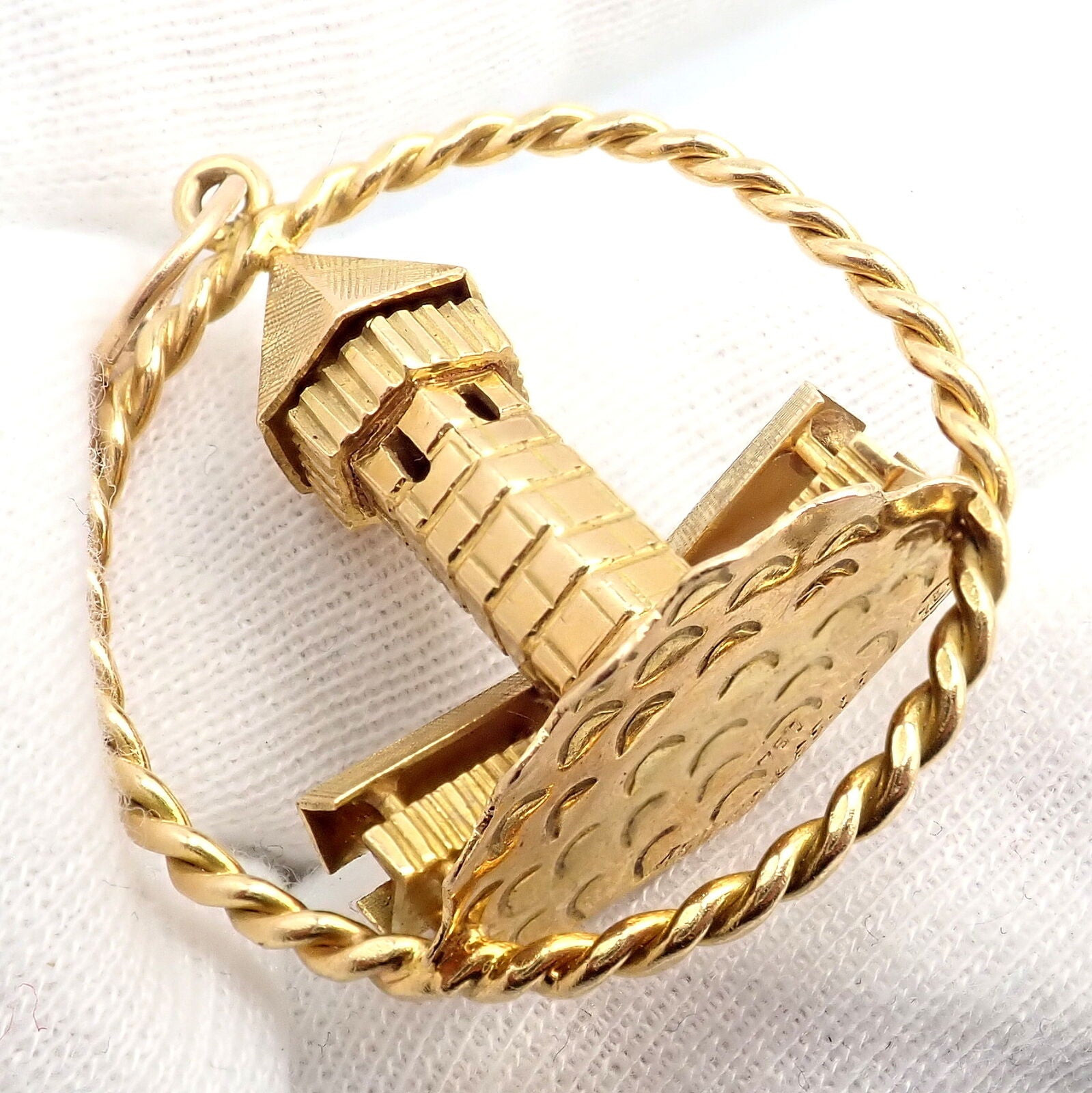 Vintage Gubelin 18k Yellow Gold Tower Charm Pendant - Rare Collectible Jewelry for Necklace Layering & Gift Giving