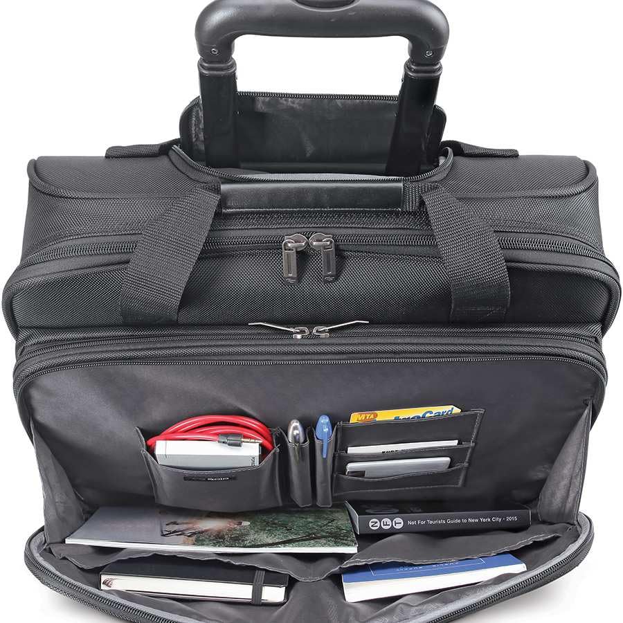 Solo New York Bryant Rolling Laptop Bag with Wheels - 17.3 Inch Wheeled Briefcase for Business Travel, Black Carry On Luggage with Telescoping Handle (14