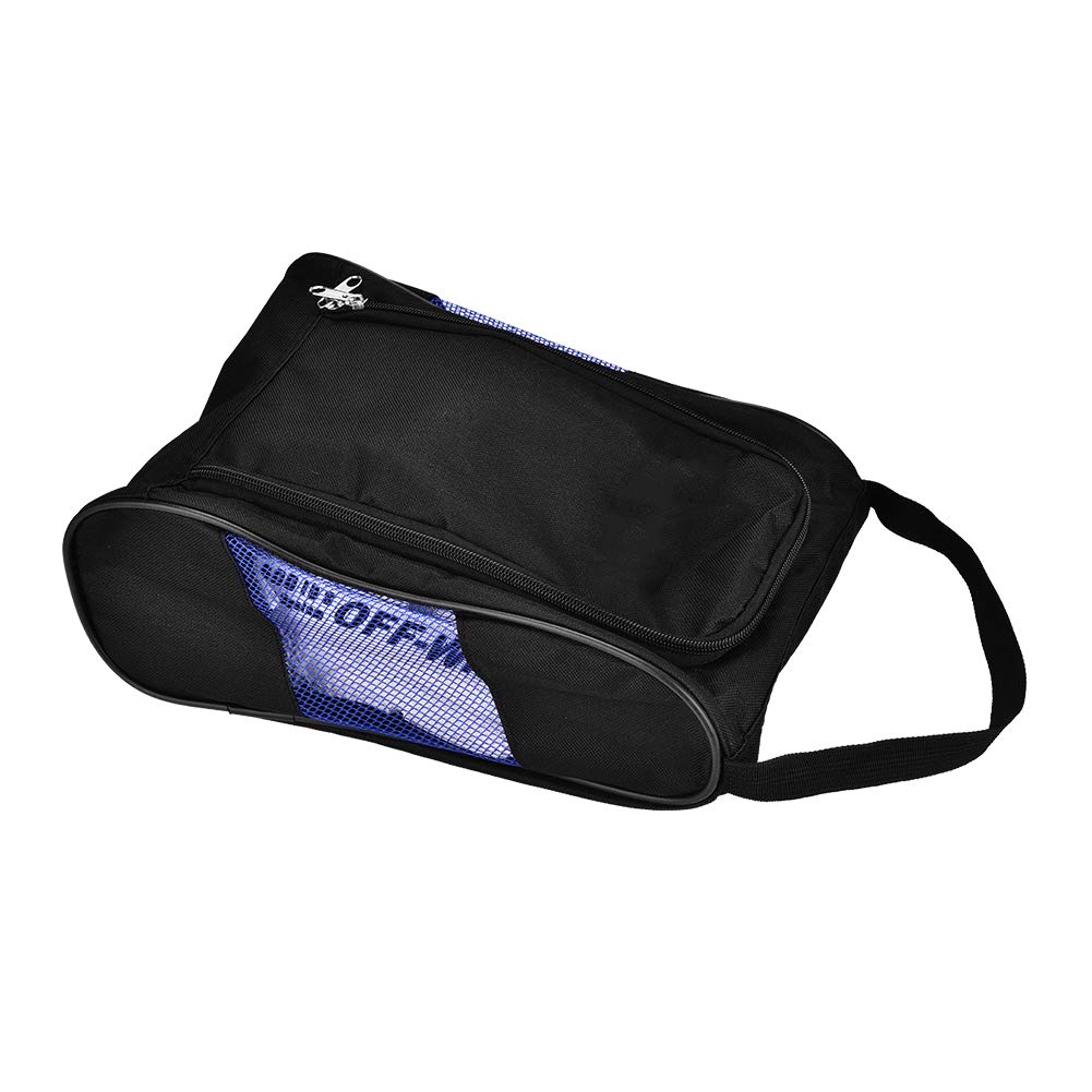 Portable Shoe Storage Bag for Travel & Sports - Lightweight Shoe Organizer for Gym, Hiking & Outdoor Activities (Black & Blue)