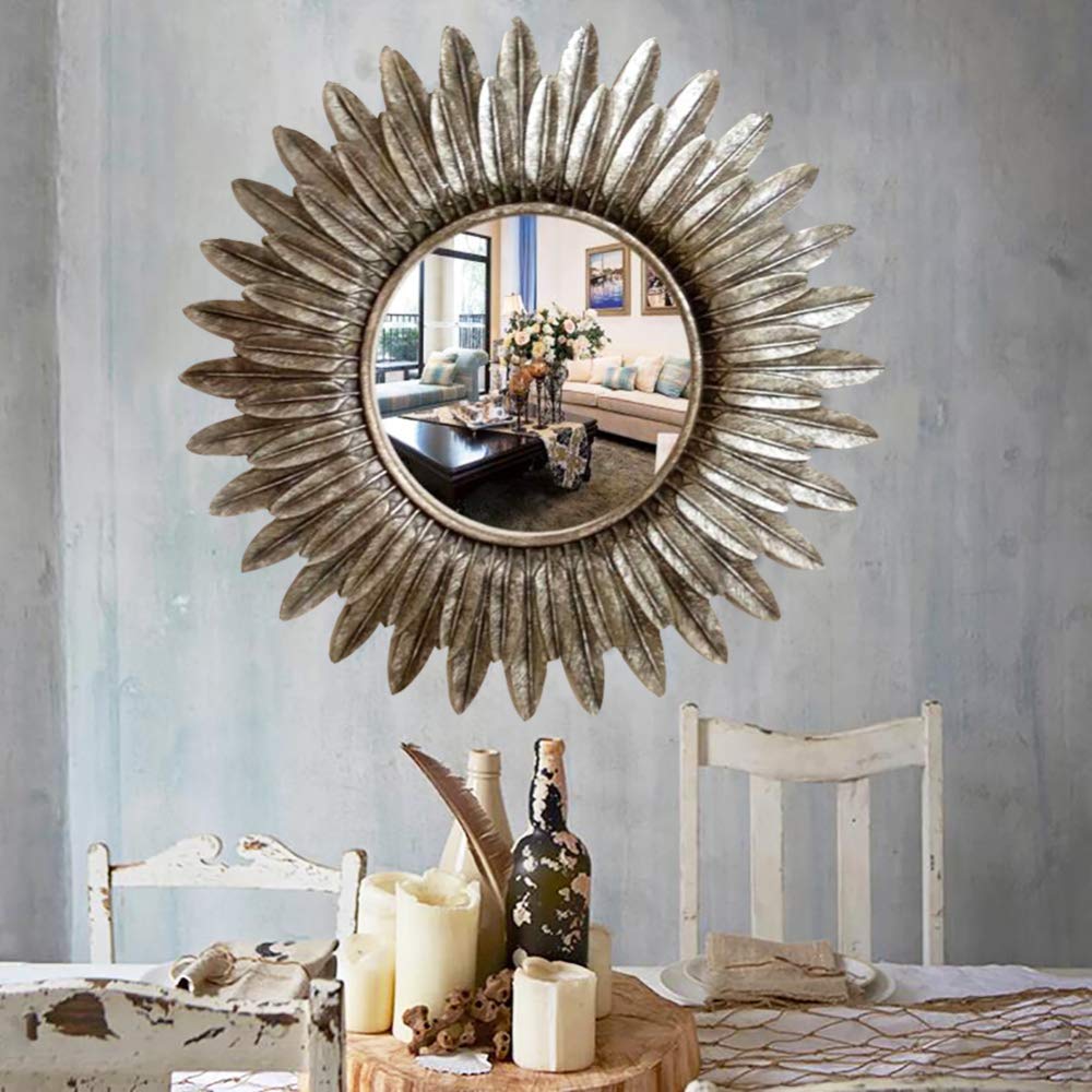 Vintage Gold Feathered Wall Mirror - 24