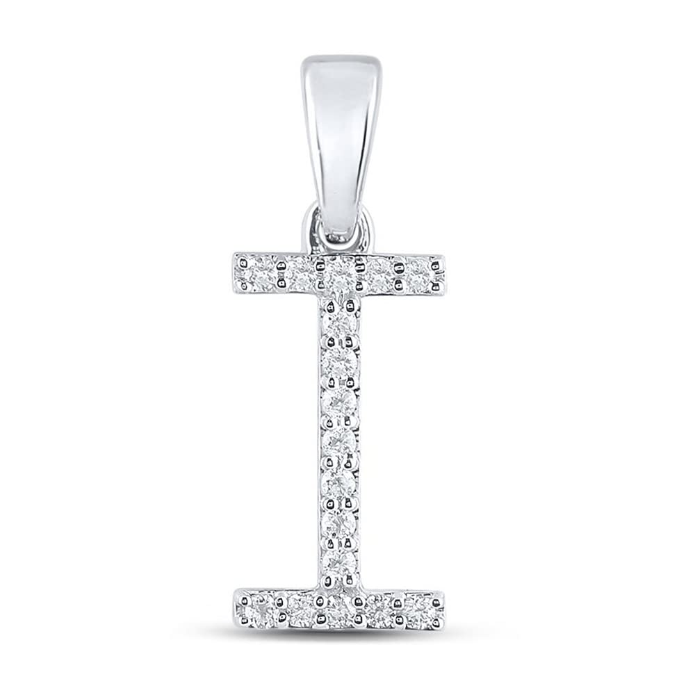 10K White Gold Women's Round Diamond Initial 