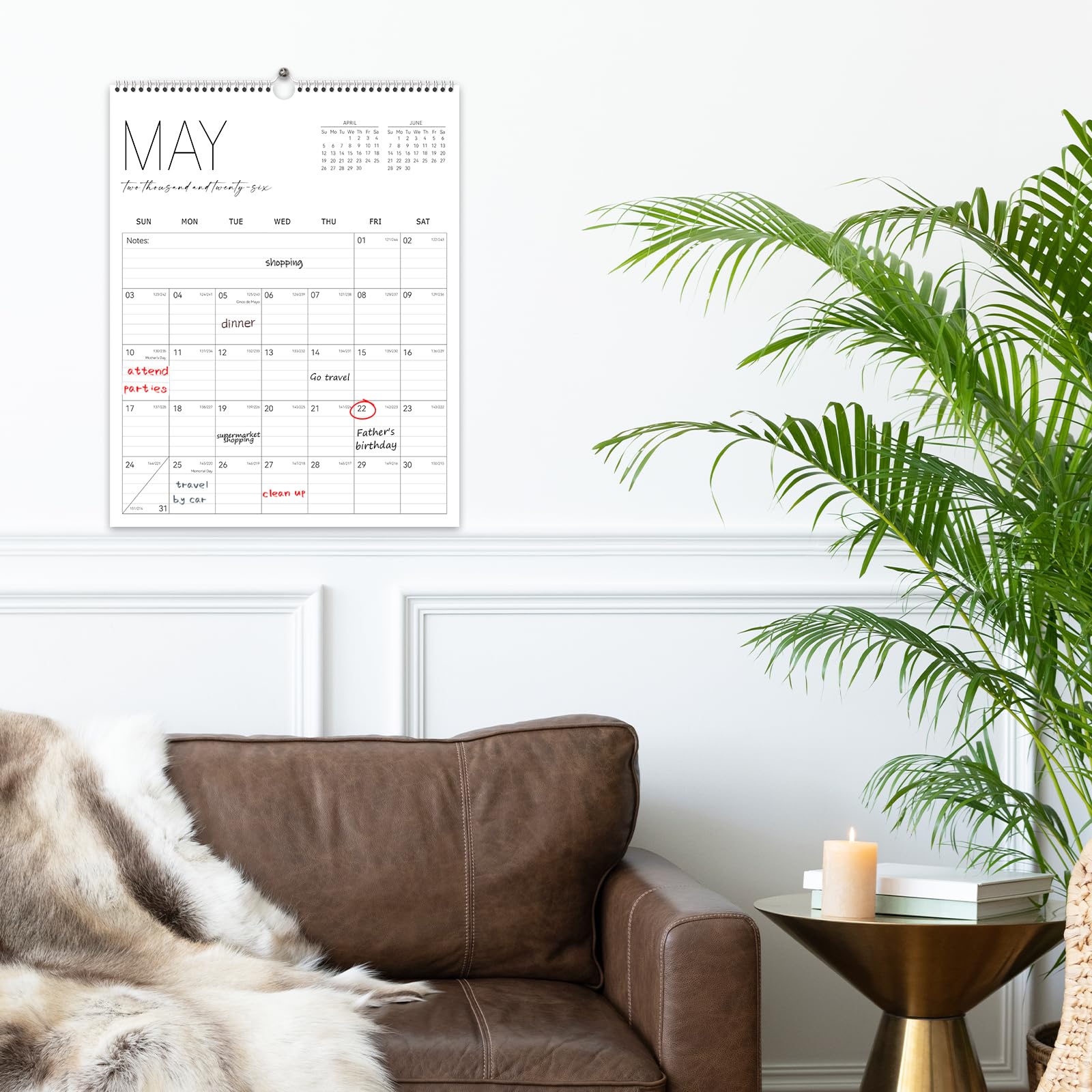 Guasslee 2025-2026 Wall Calendar | 19-Month Spiral Bound Vertical Planner (June 2025 - December 2026) | 14