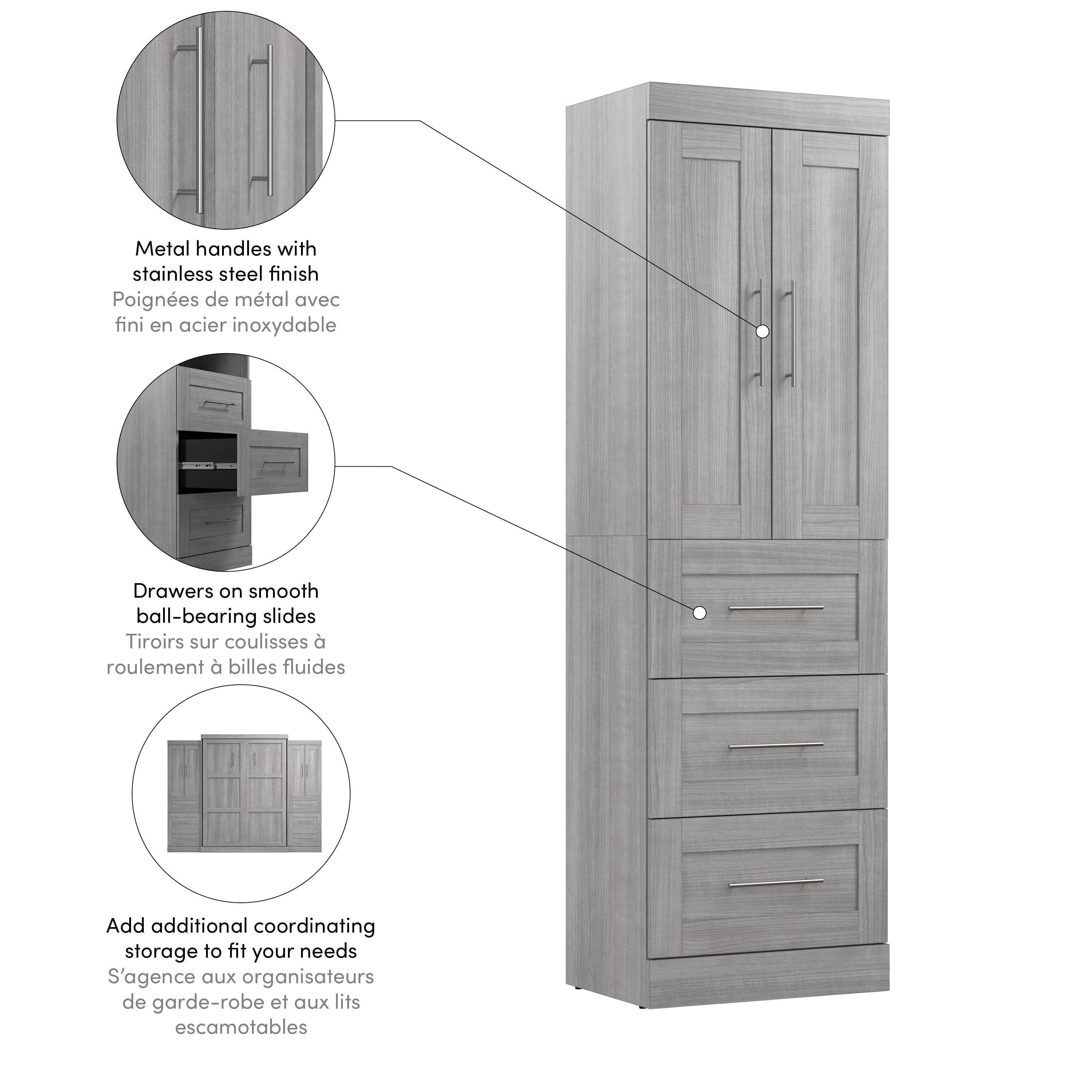 25W Wardrobe with Drawers - 7 Color Options for Bedroom, Closet & Home Organization Storage