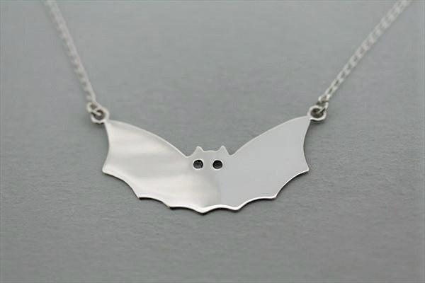 Bat Necklace - Polished Sterling Silver Jewelry for Women, Gothic & Halloween Fashion Accessory - Perfect for Parties, Cosplay & Everyday Wear