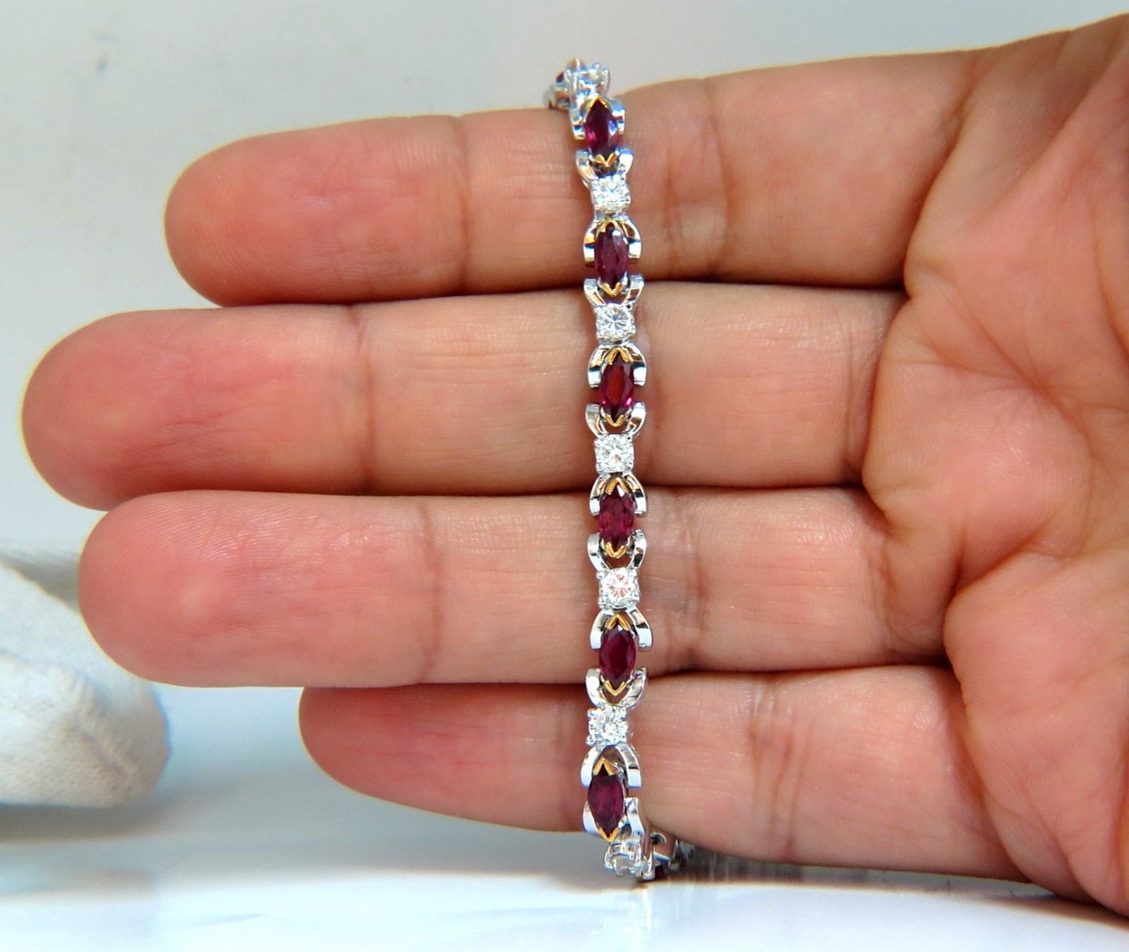 3.50ct Natural Ruby & 2.50ct Diamond Bracelet in 14K Gold - Elegant Jewelry for Women, Perfect for Weddings, Anniversaries & Special Occasions
