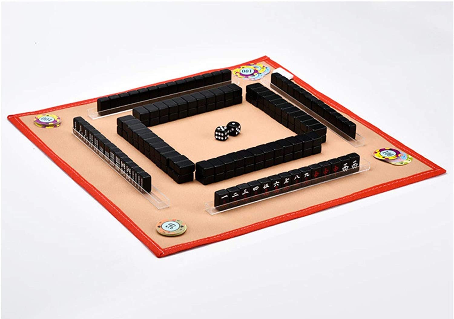 ZCX Mini Mahjong Set - Portable Travel Size (26x18x15cm) with Dice, Melamine Tiles - Fun Multiplayer Board Game for Parties, Family Gatherings & Casual Entertainment | Perfect for Travel, Game Nights & Social Events