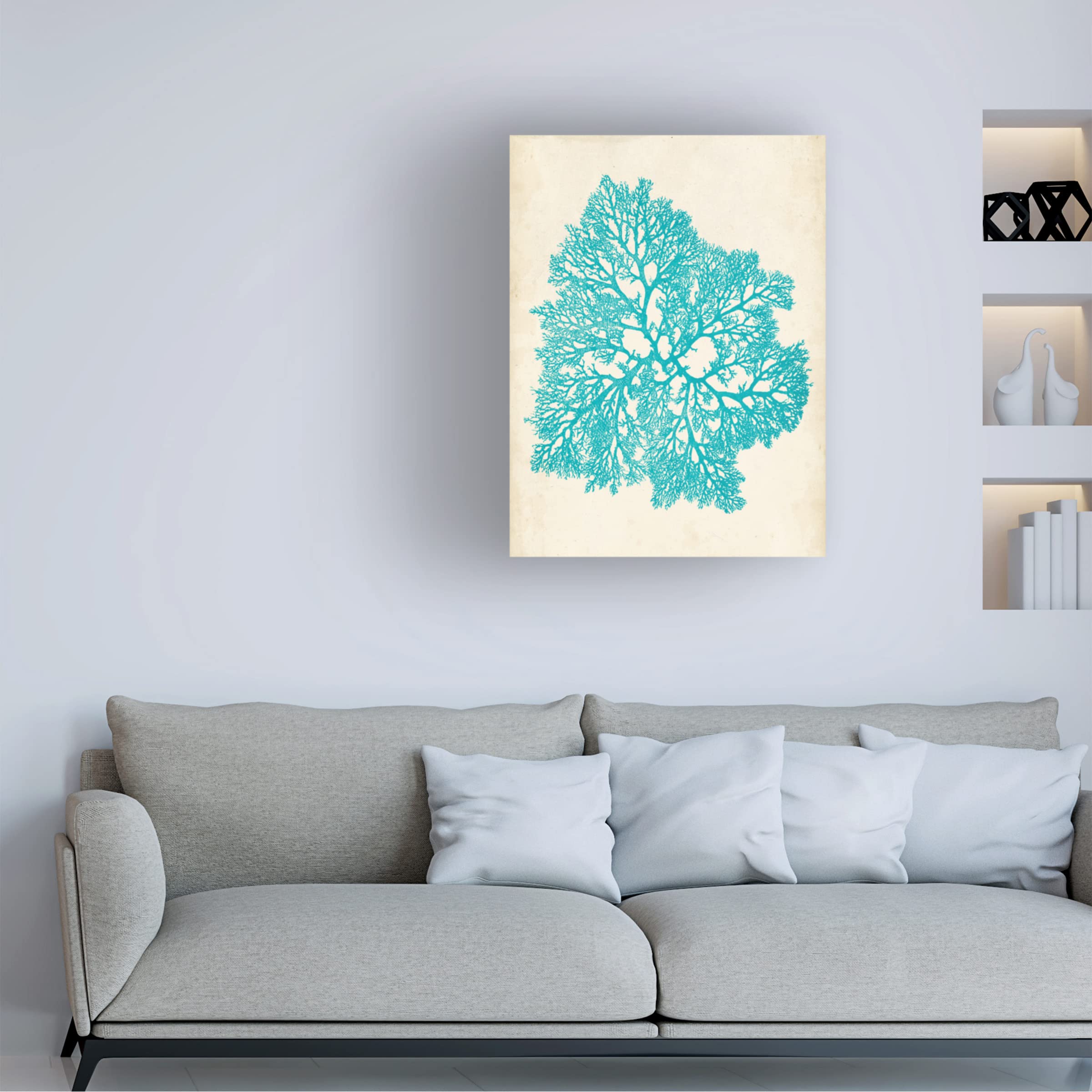 Trademark Fine Art 'Aquamarine Seaweed V' Canvas Wall Art Print by Vision Studio - Modern Ocean Themed Home Decor for Living Room, Bedroom & Office