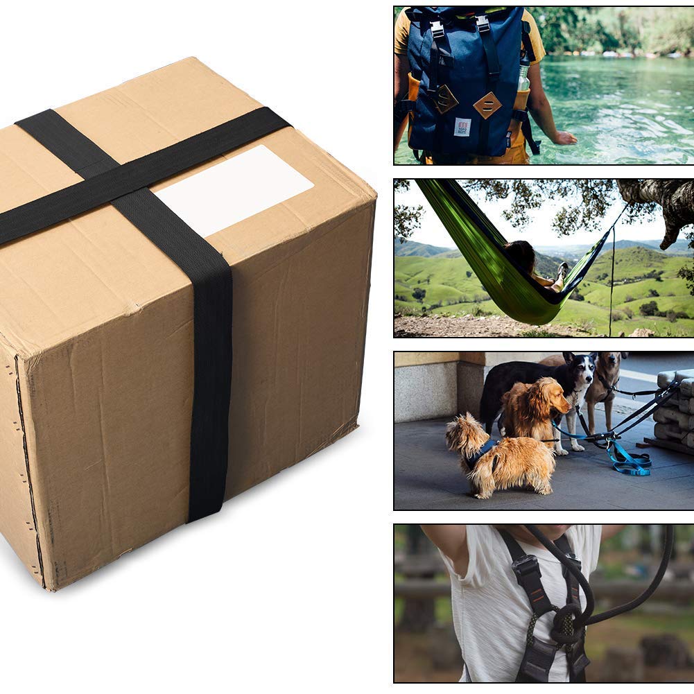 Heavy Duty 2 Inch Wide 10 Yards Nylon Webbing Strap - Polypropylene Reinforced Straps for Bags, Backpacks, Hammocks & Outdoor Gear | Perfect for DIY Projects, Luggage Straps, Pet Collars, Climbing Equipment & Repairing Outdoor Gear (Black)
