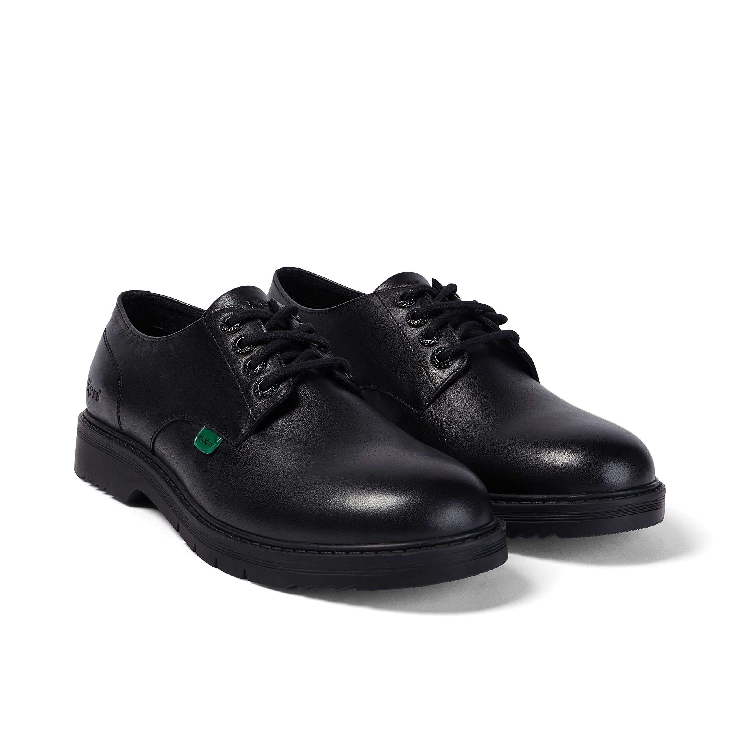 Kickers Men's Finley Lo School Uniform Shoe - Comfortable Black Leather Sneakers for Boys & Teens - Perfect for School, Uniform Dress Code & Casual Wear