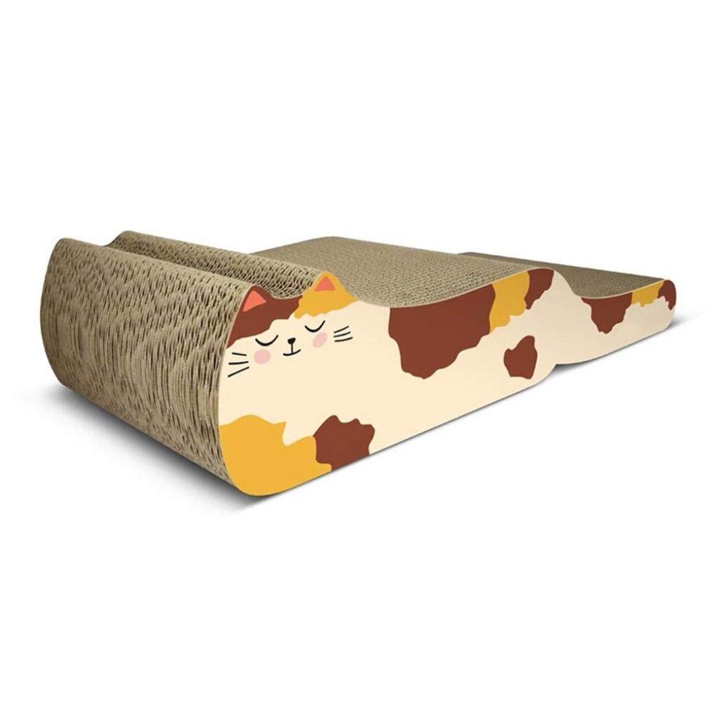 Reversible Wave Cat Scratching Board - Eco-Friendly Recycled Corrugated Cardboard - Cat Lounge Bed & Kitten Toy - Brown - Perfect for Indoor Cats, Small Spaces & Multi-Cat Households