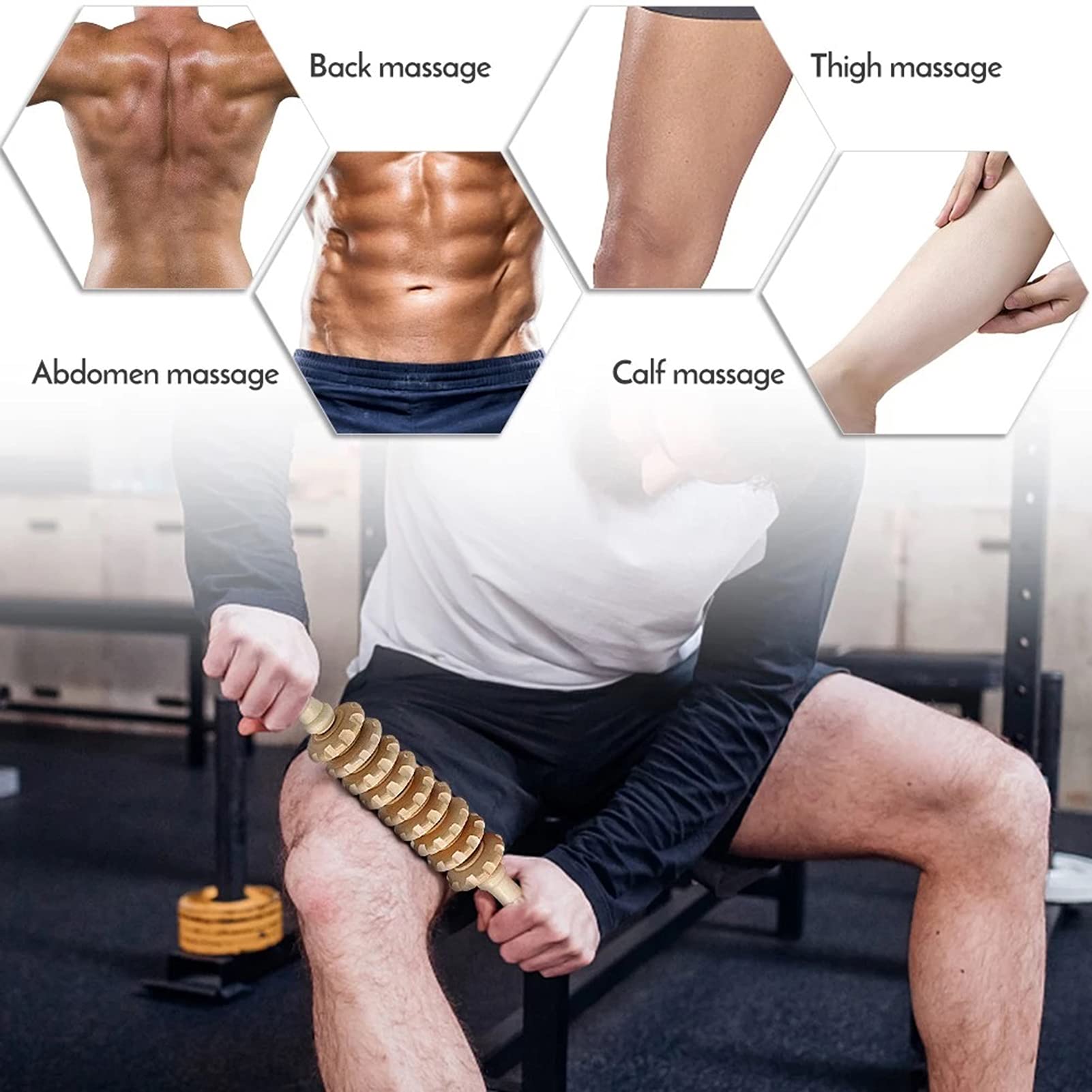 Wilitto Anti-Cellulite Massage Roller with Wooden Handle - 40cm Maderotherapy Body Sculpting Tool for Skin Tightening & Lymphatic Drainage | Perfect for Legs, Arms, Back Massage & Post-Workout Recovery