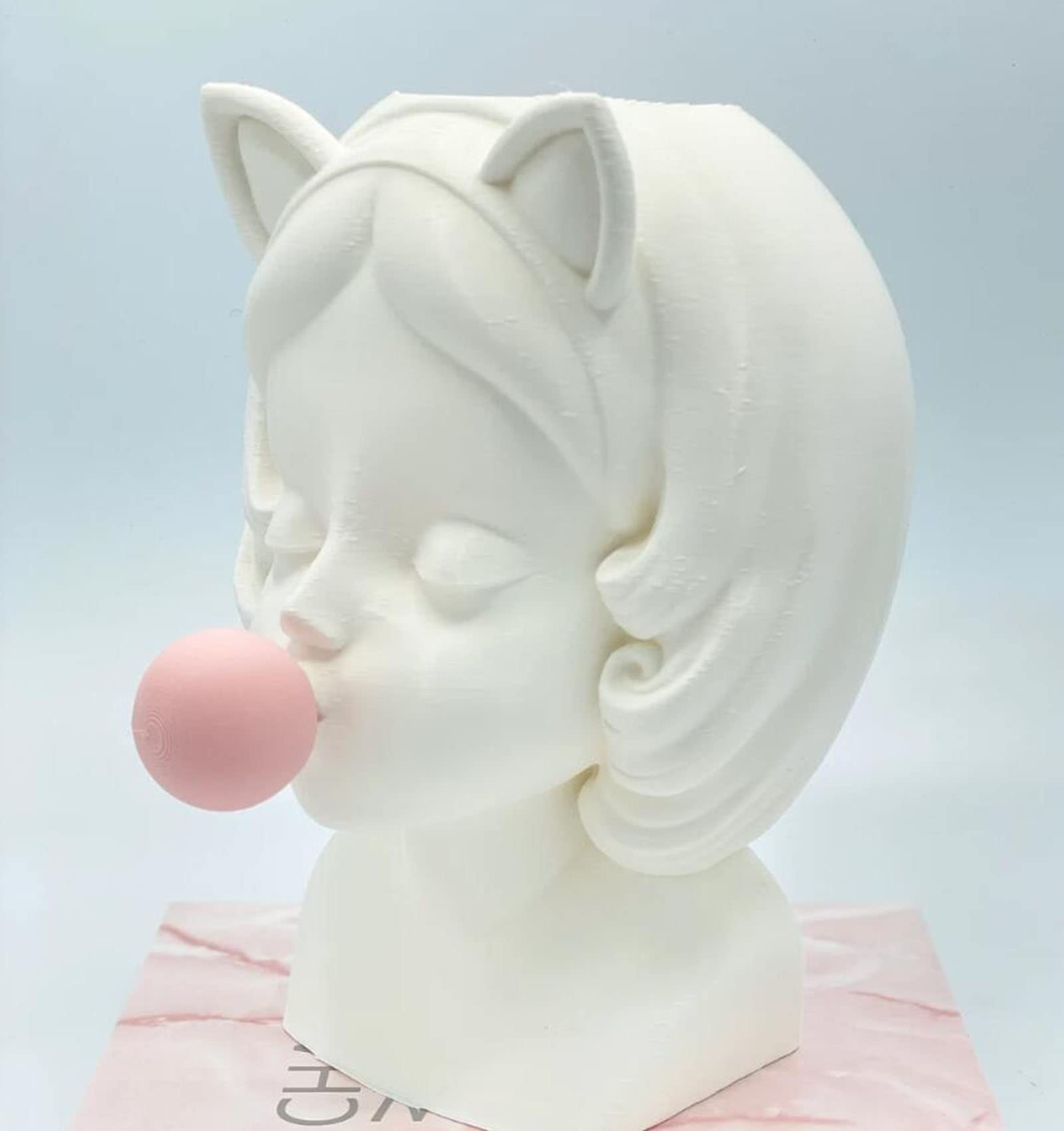 Handmade Delingha Bubblegum Girl Ceramic Statue - Unique Face Pot Bust Head Shaped Flower Vase for Home & Office Decor - Perfect Birthday Gift (White) - Ideal for Living Room, Bedroom, or Workspace Decoration