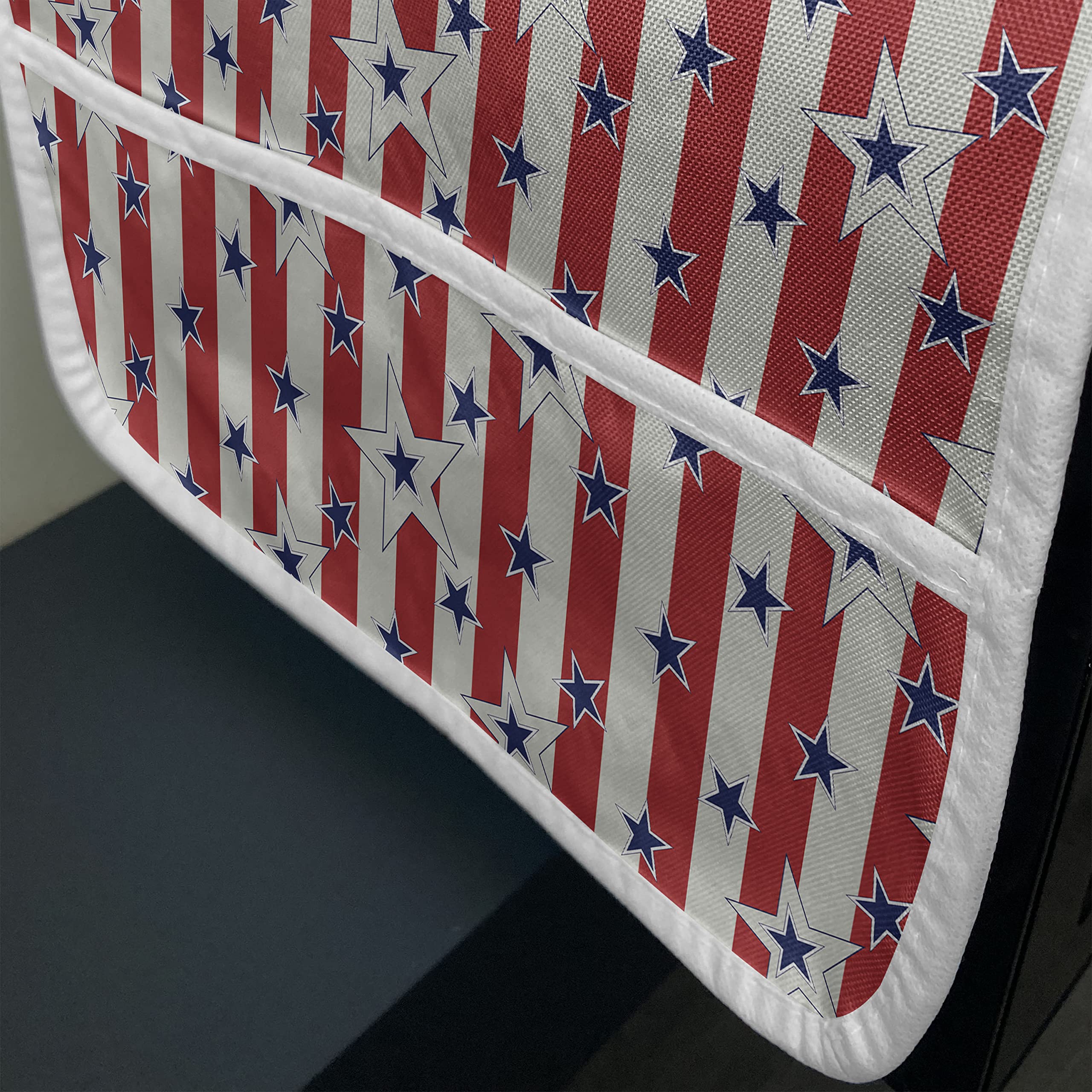 Ambesonne Patriotic Microwave Cover - USA Flag Stars & Stripes Design, Waterproof Kitchen Organizer with Pockets, 36x12 Inches, Royal Blue Beige Red - Perfect for 4th of July Decor & Year-Round Kitchen Protection