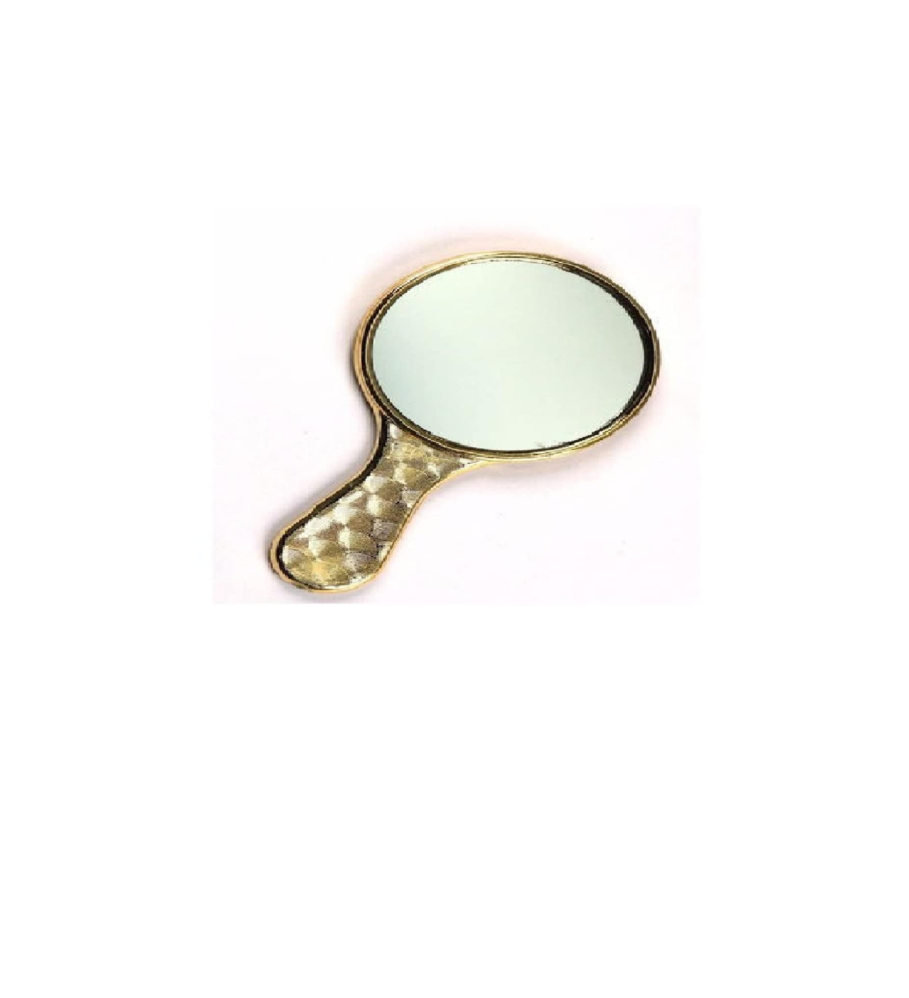 OJ Multipurpose Pocket Handheld Mirror for Women - Portable Travel Makeup Mirror with Light, Small Round Vanity Mirror for Purse & Handbag (Golden, 1pc) - Perfect for Travel, Home & Office Use