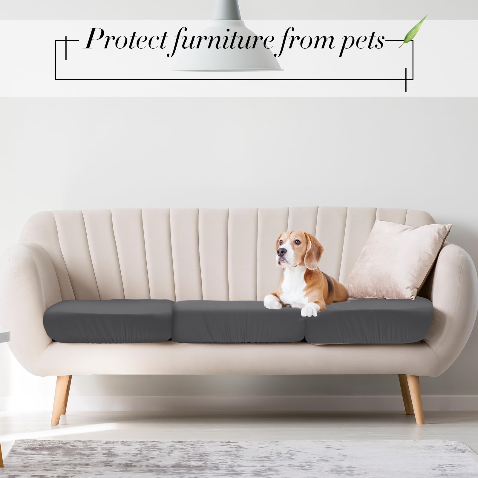 Newwiee 12-Piece Waterproof Stretch Outdoor Cushion Covers Set - Washable Sofa Slipcovers for Patio Furniture (20-27 Inch, Dark Gray) - Perfect for Pet Owners & Outdoor Living Spaces