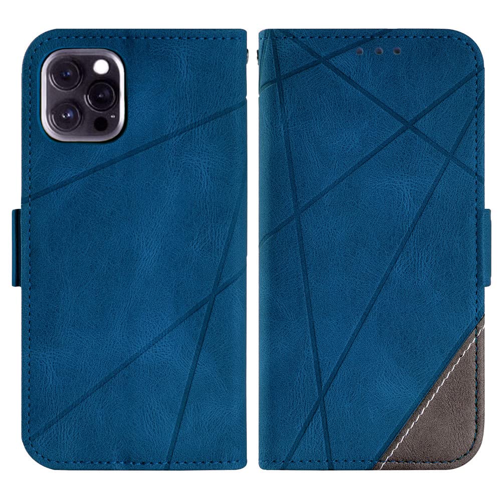 Premium Leather Wallet Case with Card Holder & Tempered Glass Screen Protector for iPhone 12 Pro Max (6.7