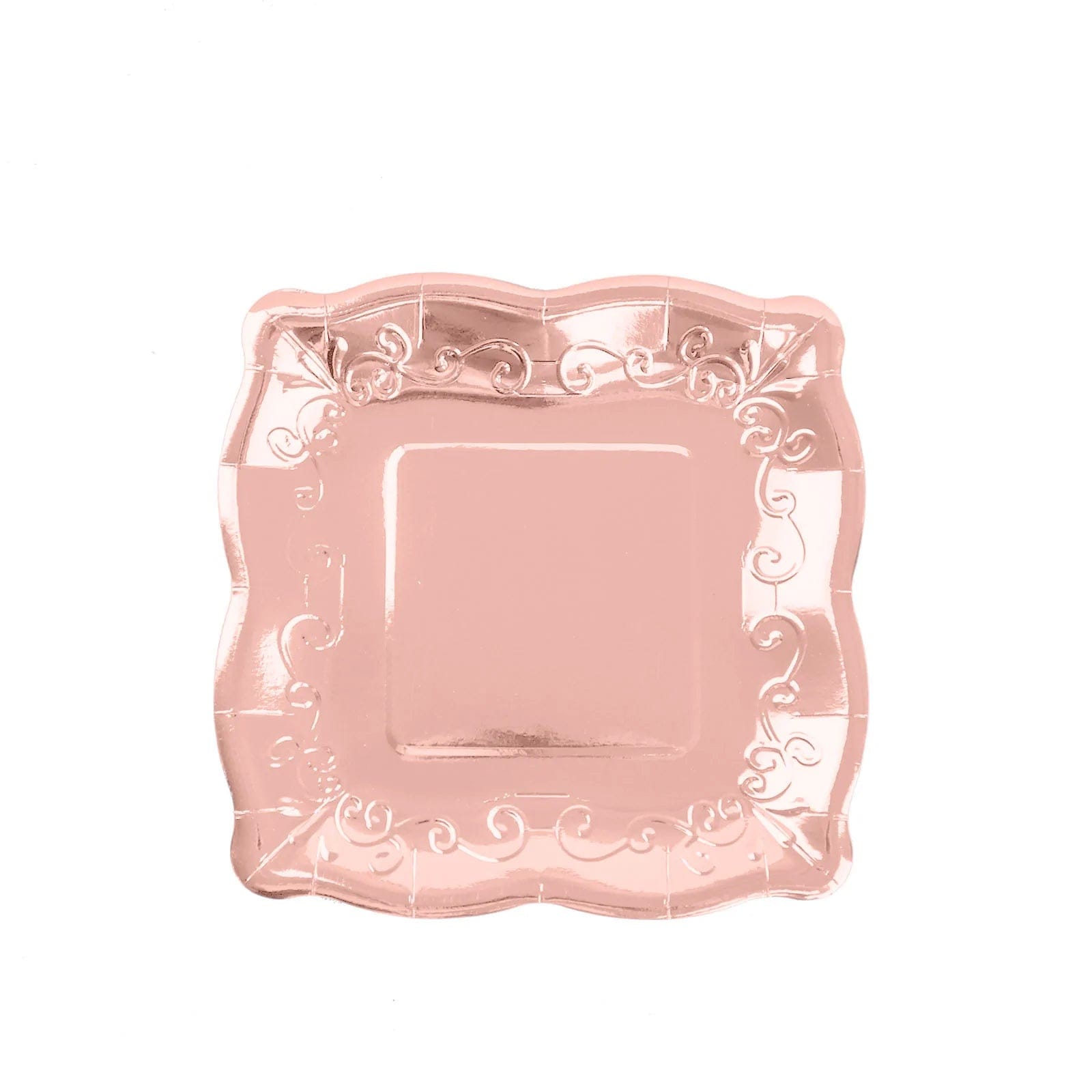 25 Pack Square Disposable Dessert Plates with Elegant Scroll Design - Perfect for Parties, Weddings, and Dinner Events