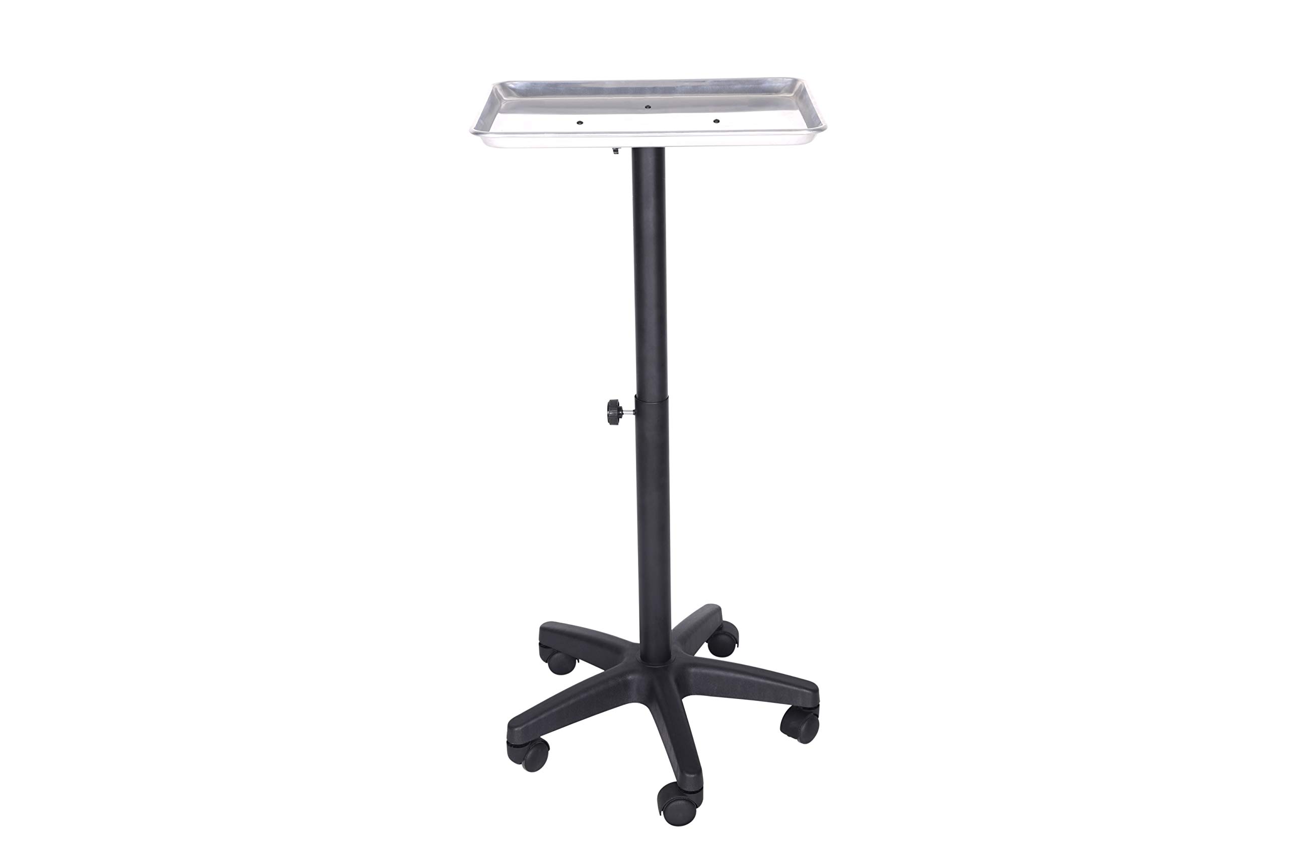 Premium Aluminum Utility Cart with Rolling Tray - Heavy Duty Mobile Station for Salon, Tattoo, Medical & Chemical Labs - Silver Finish for Professional Workspaces