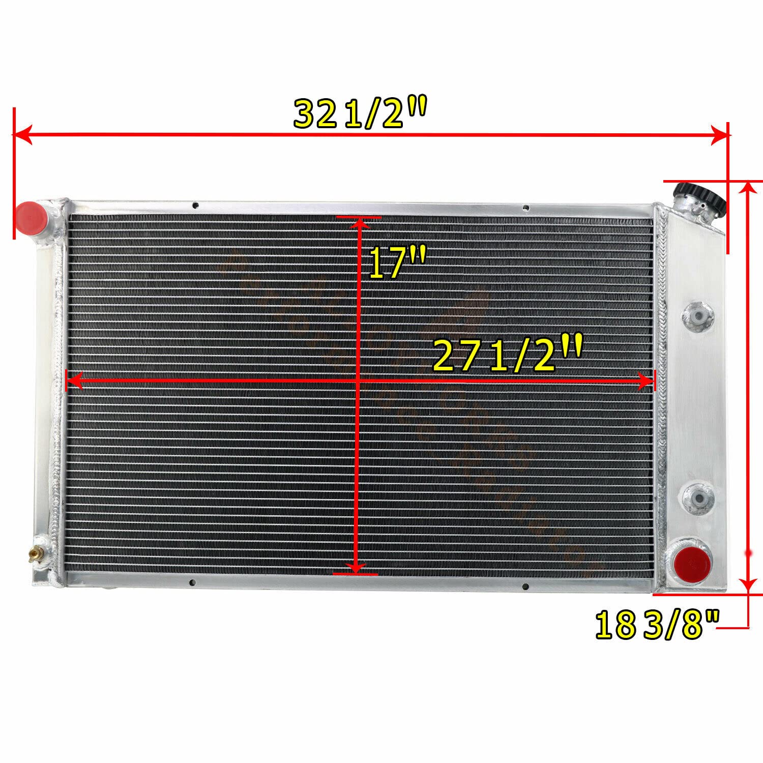 ALLOYWORKS 4-Row Aluminum Radiator with Shroud Fan & Relay Kit for 1970-1981 Pontiac Firebird/Trans Am V8 I6 4.3L - High Performance Cooling Upgrade for Classic Muscle Cars & Hot Rods