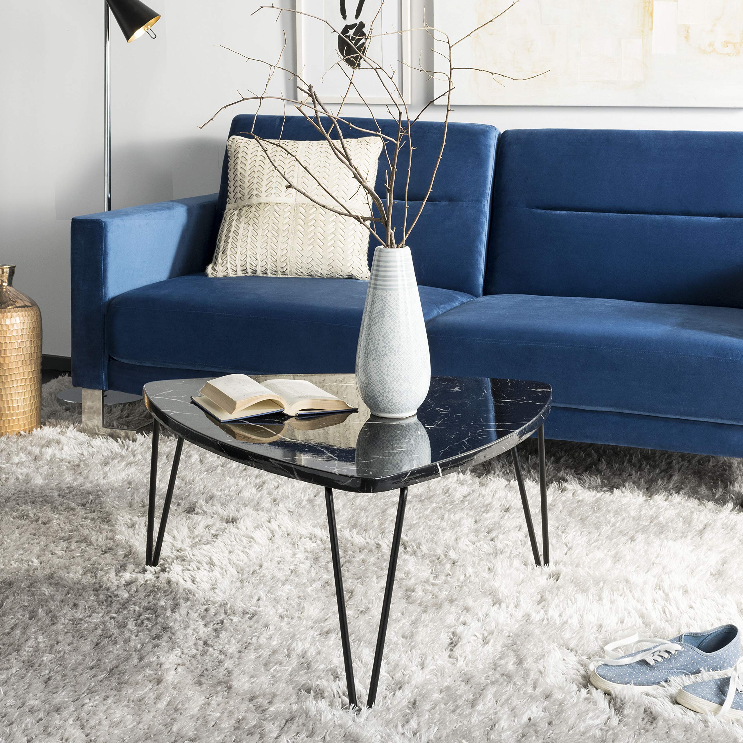 Safavieh Jacky Black Faux Marble Coffee Table - Modern Living Room Center Table for Home Decor, Small Space Furniture, Apartment Essentials